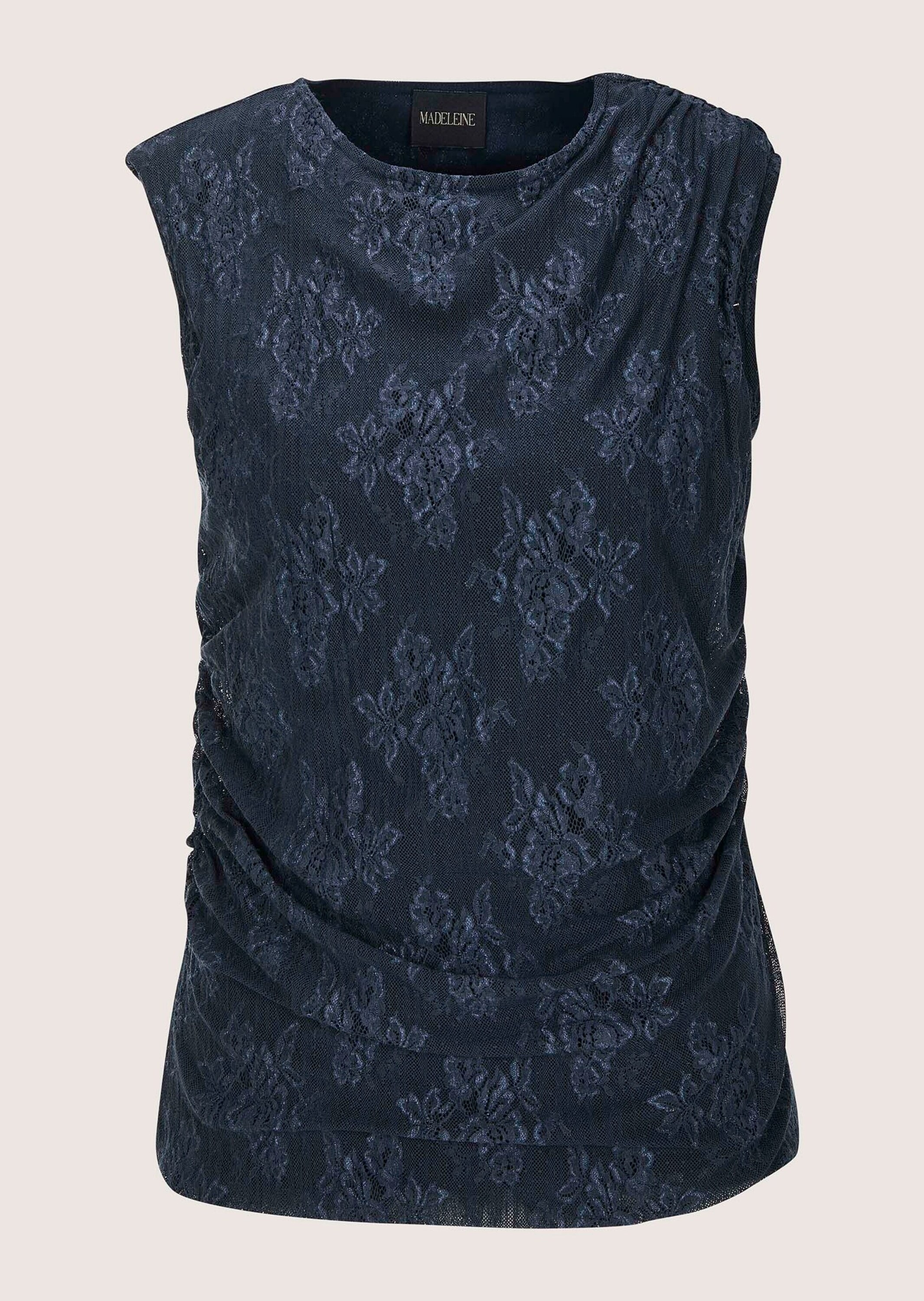 MADELEINE Kurzarmshirt »Shirt Shirt« Edles Spitzentop mit Jerseyfutter und seitlicher Raffung