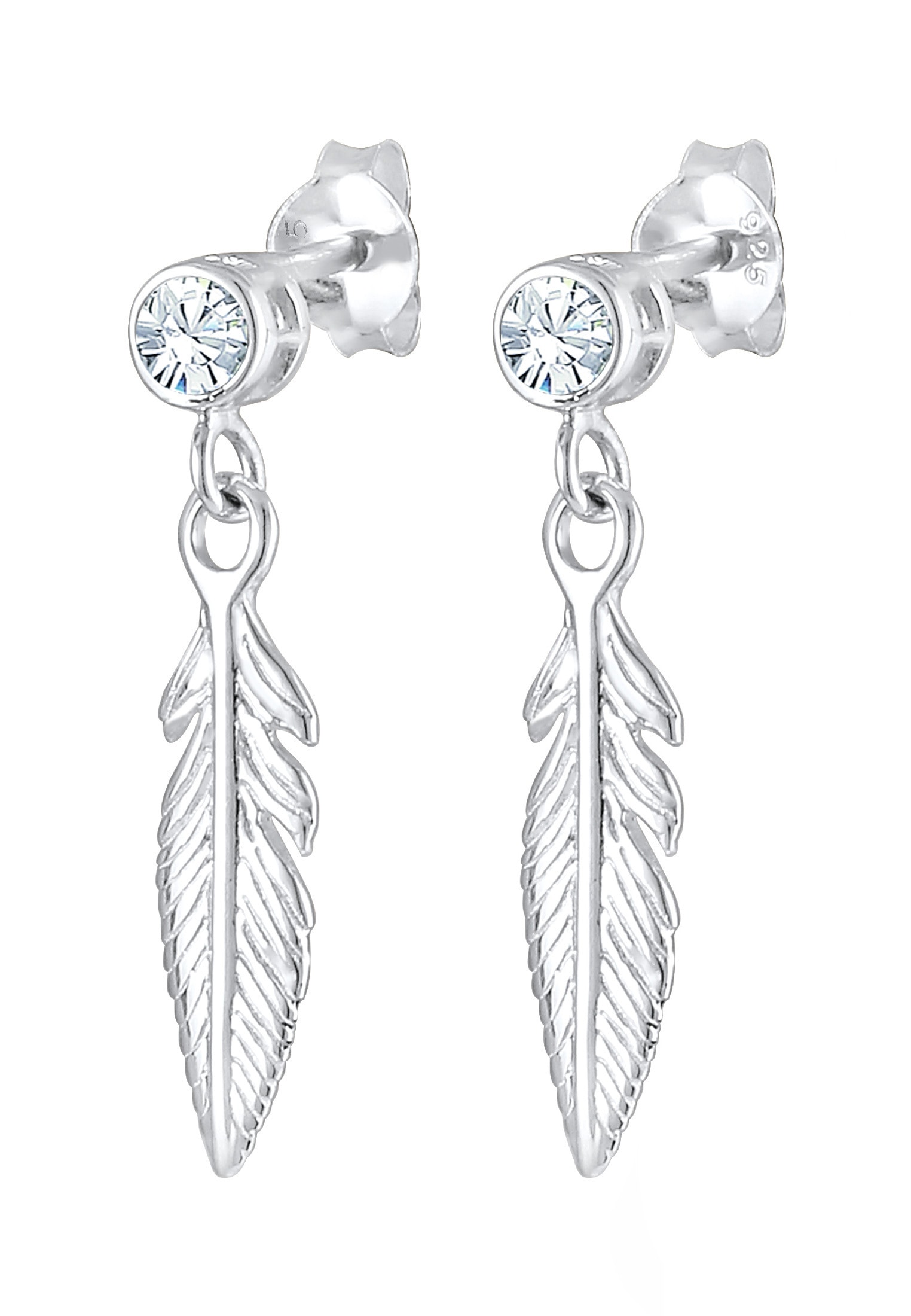 Elli Paar Ohrhänger »Ohrringe Ohrhänger Feder 925 Silber, mit Kristallen von Swarovski®«