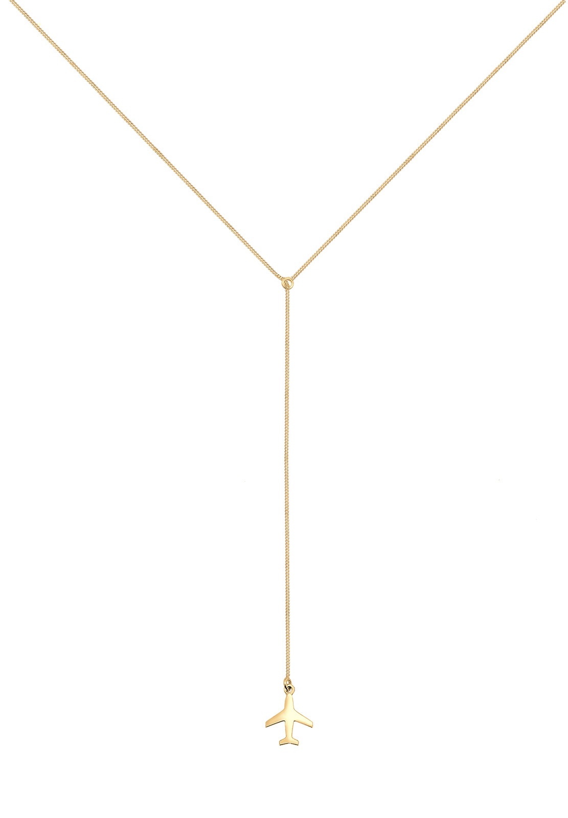 Elli Y-Kette »Halskette Y-Kette Flugzeug 925 Sterling Silber vergoldet«