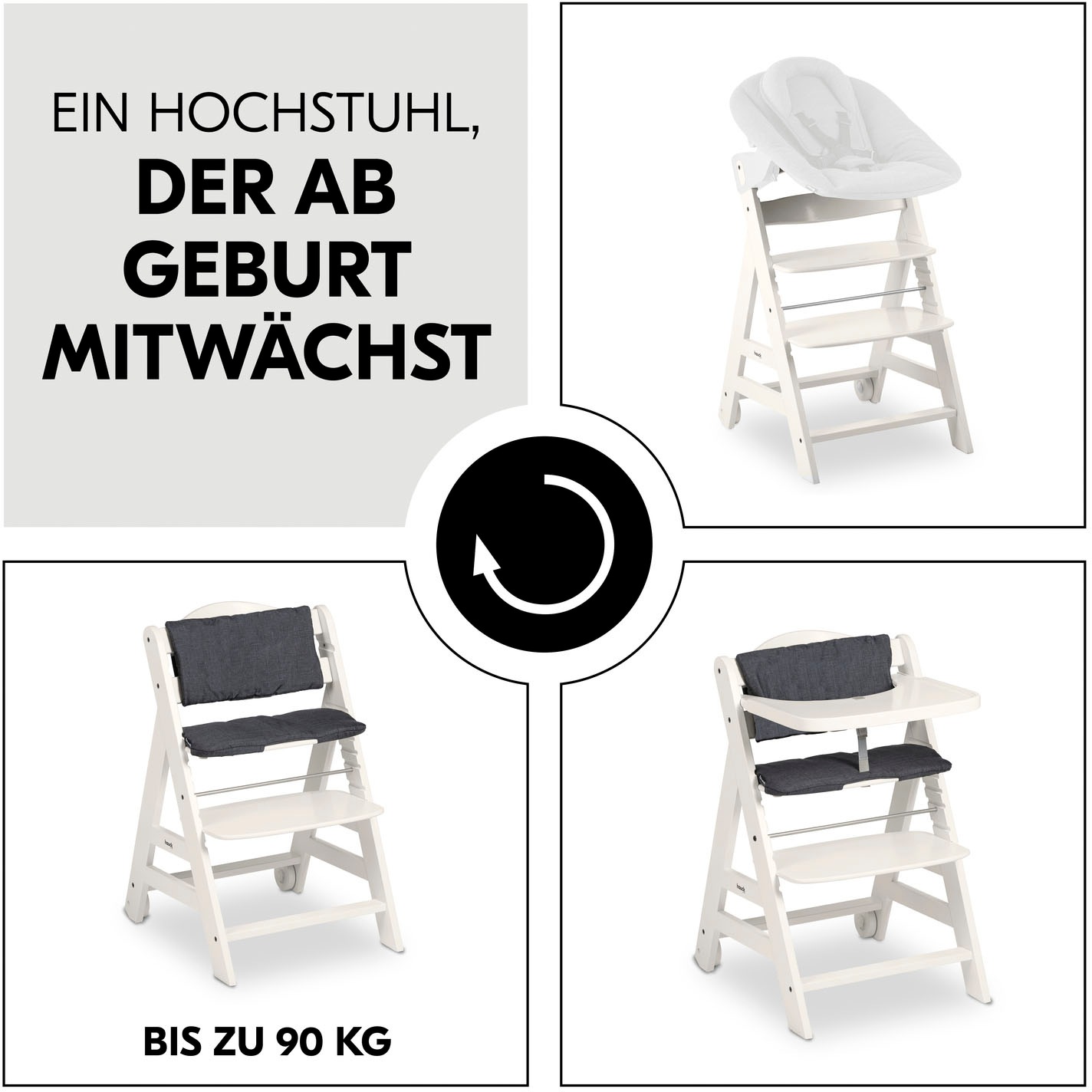 Hauck Hochstuhl »Beta+, White«, FSC® - schützt Wald - weltweit