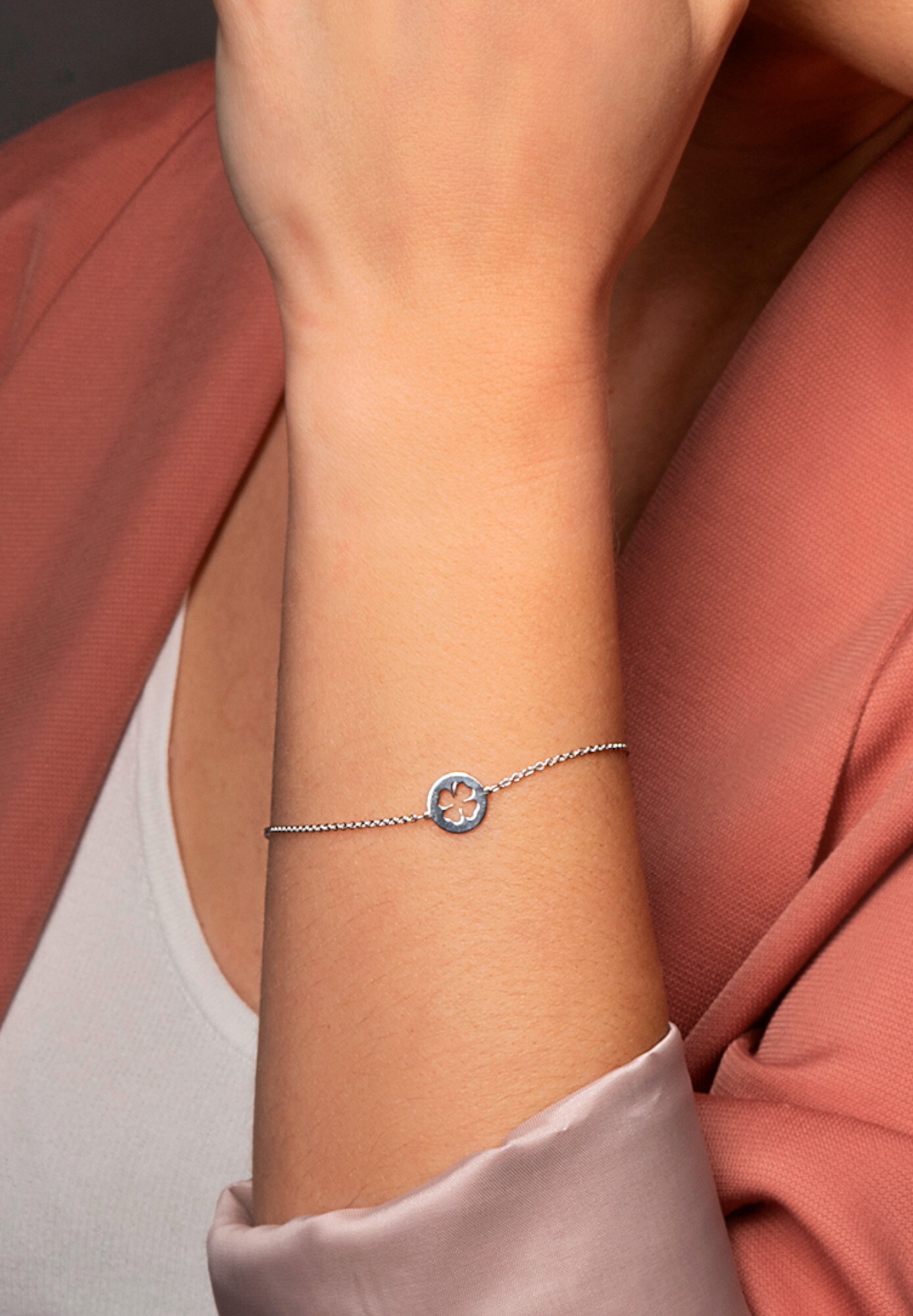 ONE ELEMENT Silberarmband »Kleeblatt Armband Rundankerkette aus 925 Silber  16 cm«