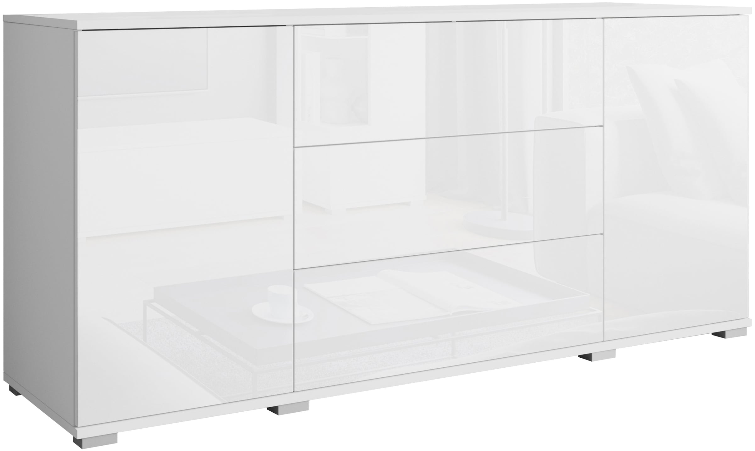 INOSIGN Sideboard »Kenia«, (1 St.), Modernes Sideboard mit 3 Schubladen und 4 Fächern, Breite 150 cm