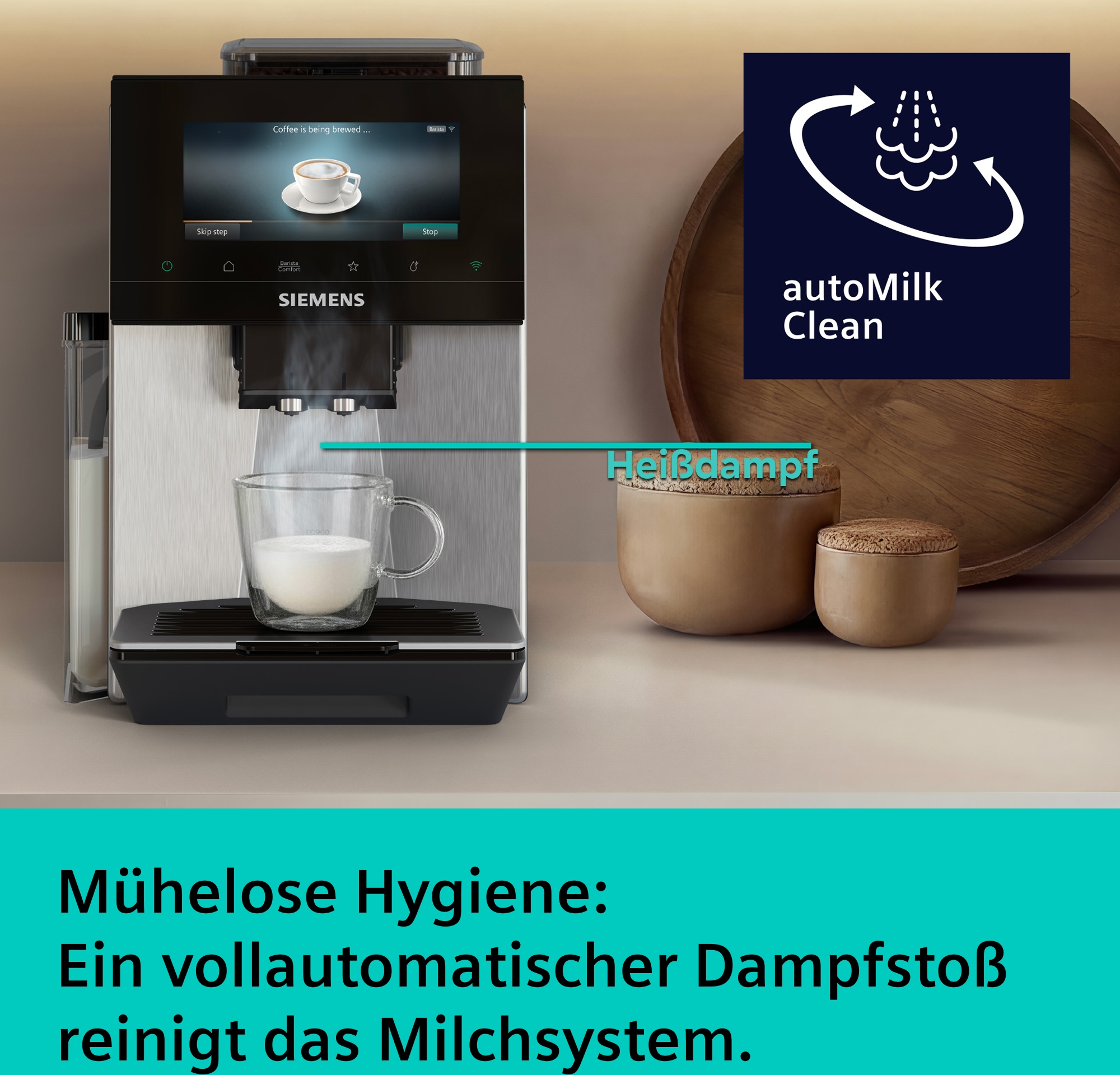 SIEMENS Kaffeevollautomat »EQ900 TQ923E03, 41 versch. Getränke, XL-Getränke, Doppeltassenfunktion« farbiges 6.8'' TFT-Display, individuelle Aromaeinstellung, Edelstahl