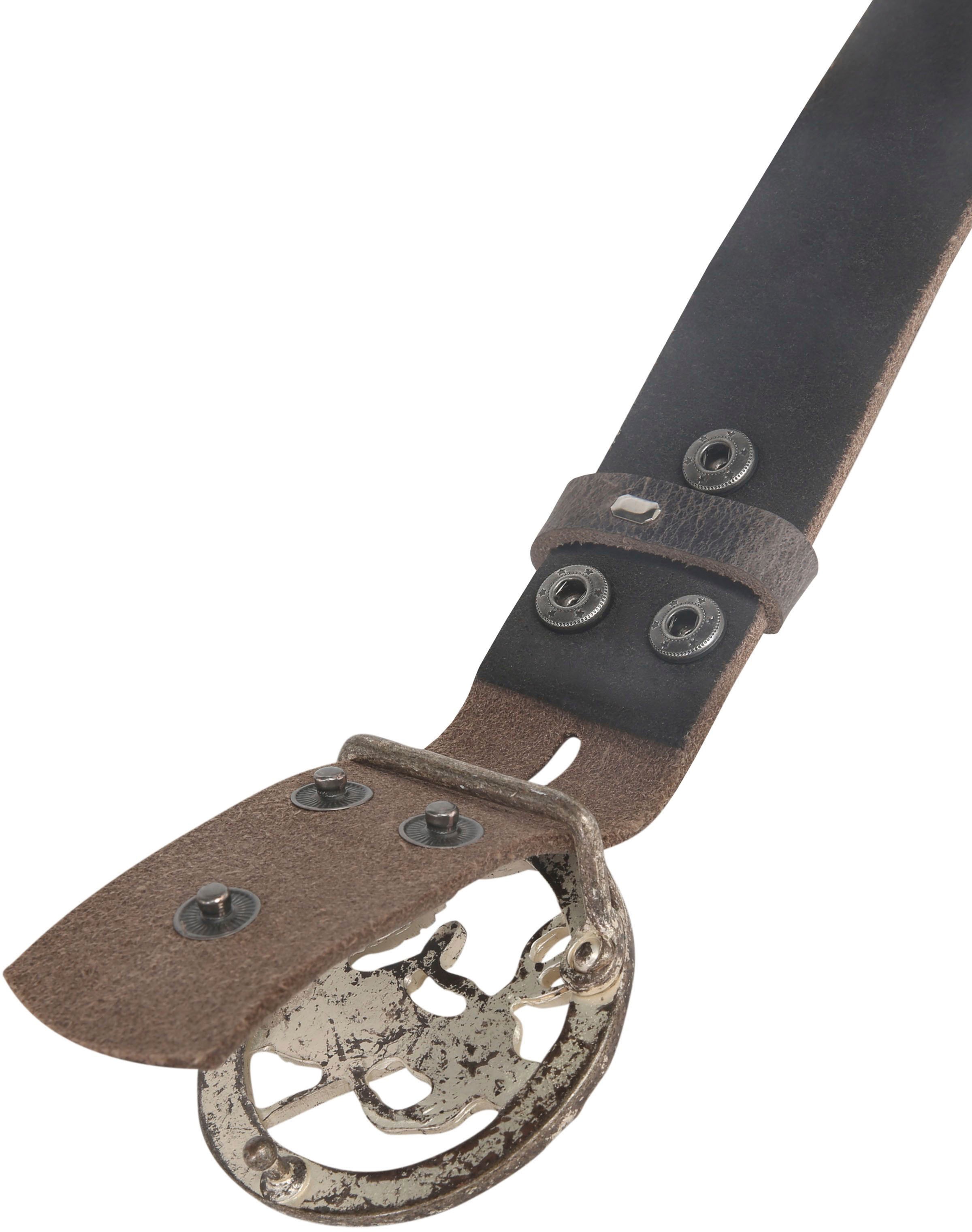 Rettungsring Gürtel Ledergürtel mit Neptun-Koppelschließe, Antik-Look