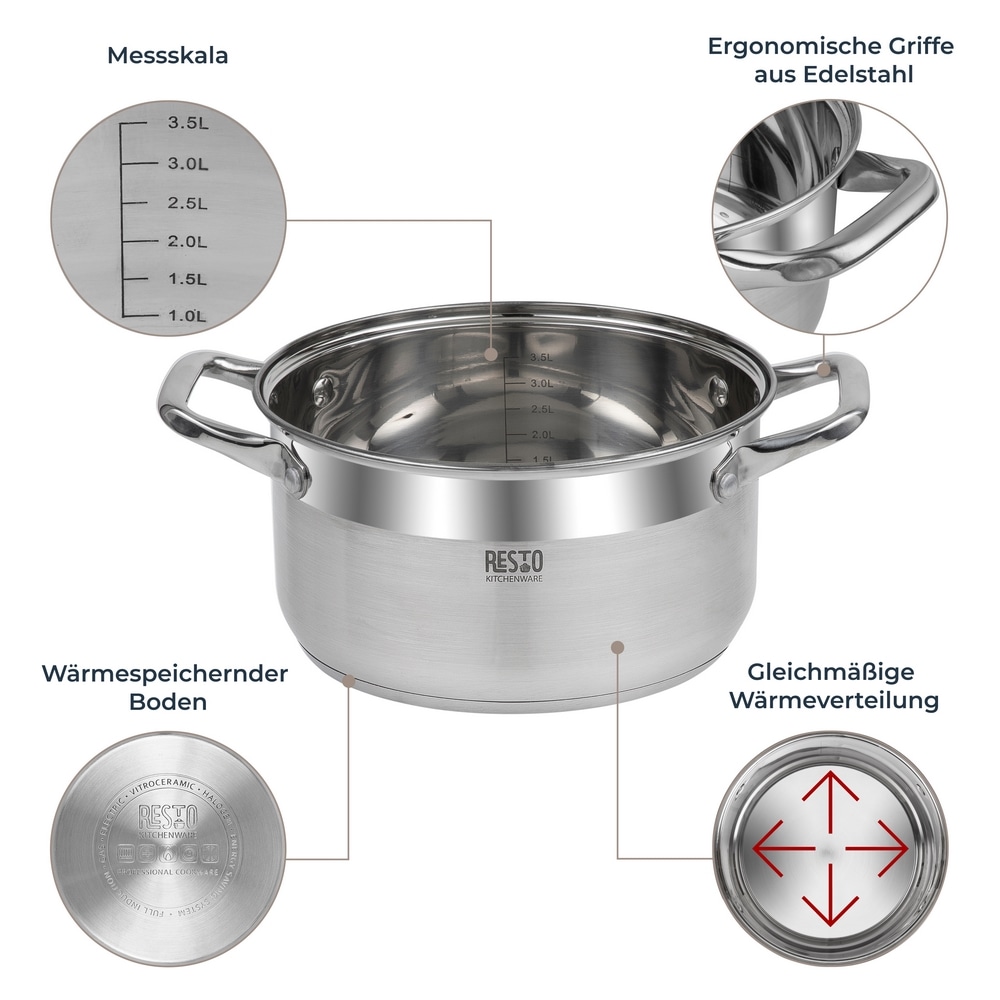 RESTO Kitchenware Kochtopf »Libra, Topf energiesparend und spülmaschinenfest« 1 tlg. Edelstahl 18/10