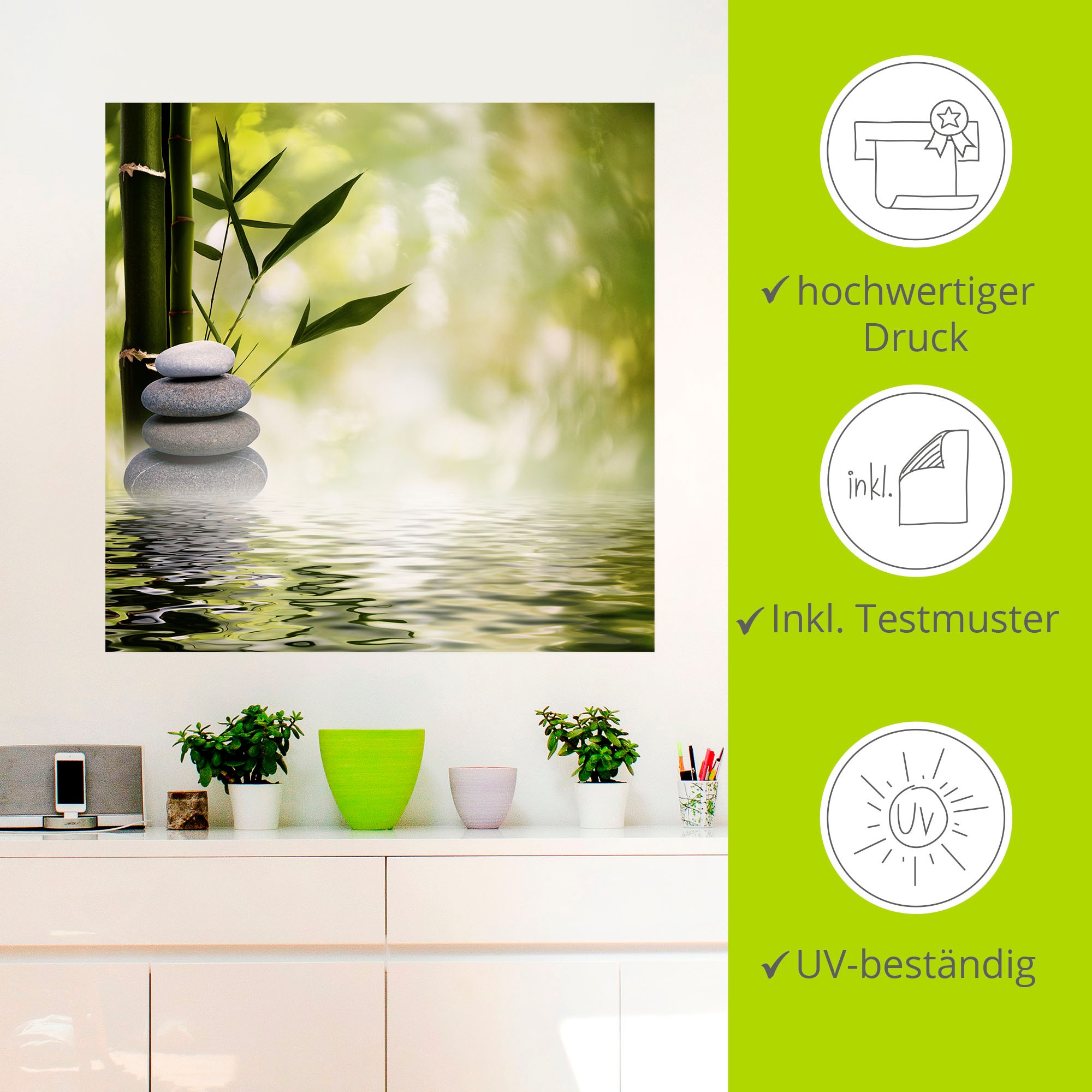 Artland Wandbild »Asiatische Spa Steine«, Spa, (1 St.), als Alubild, Outdoorbild, Leinwandbild, Poster, Wandaufkleber
