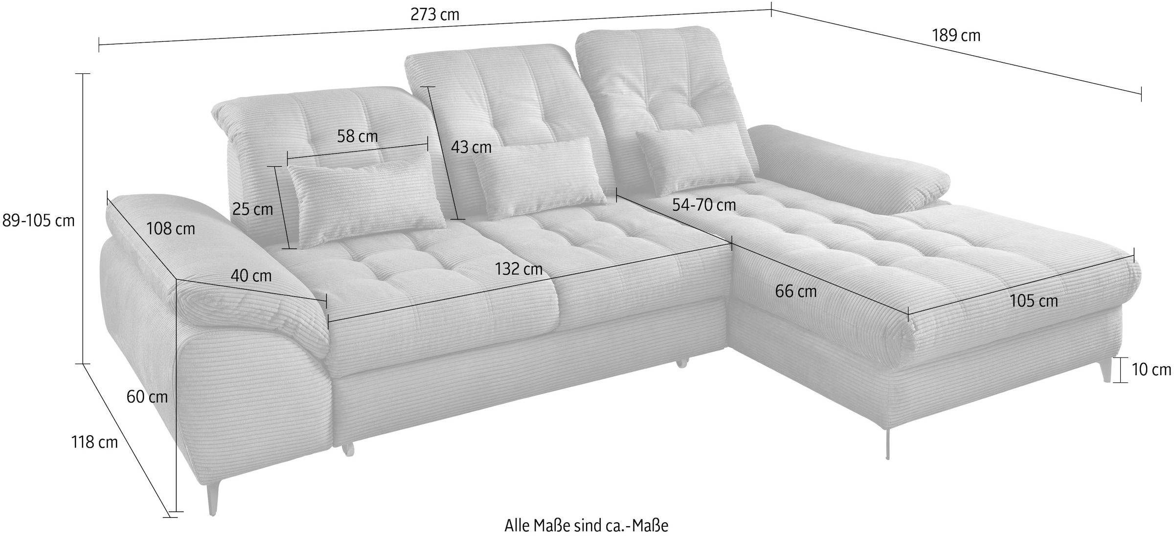 Home affaire Ecksofa »Lazio modern und bequem, schmale Armlehnen, tolle Detailverarbeitung« zwei verschiedene Fußfarben wählbar