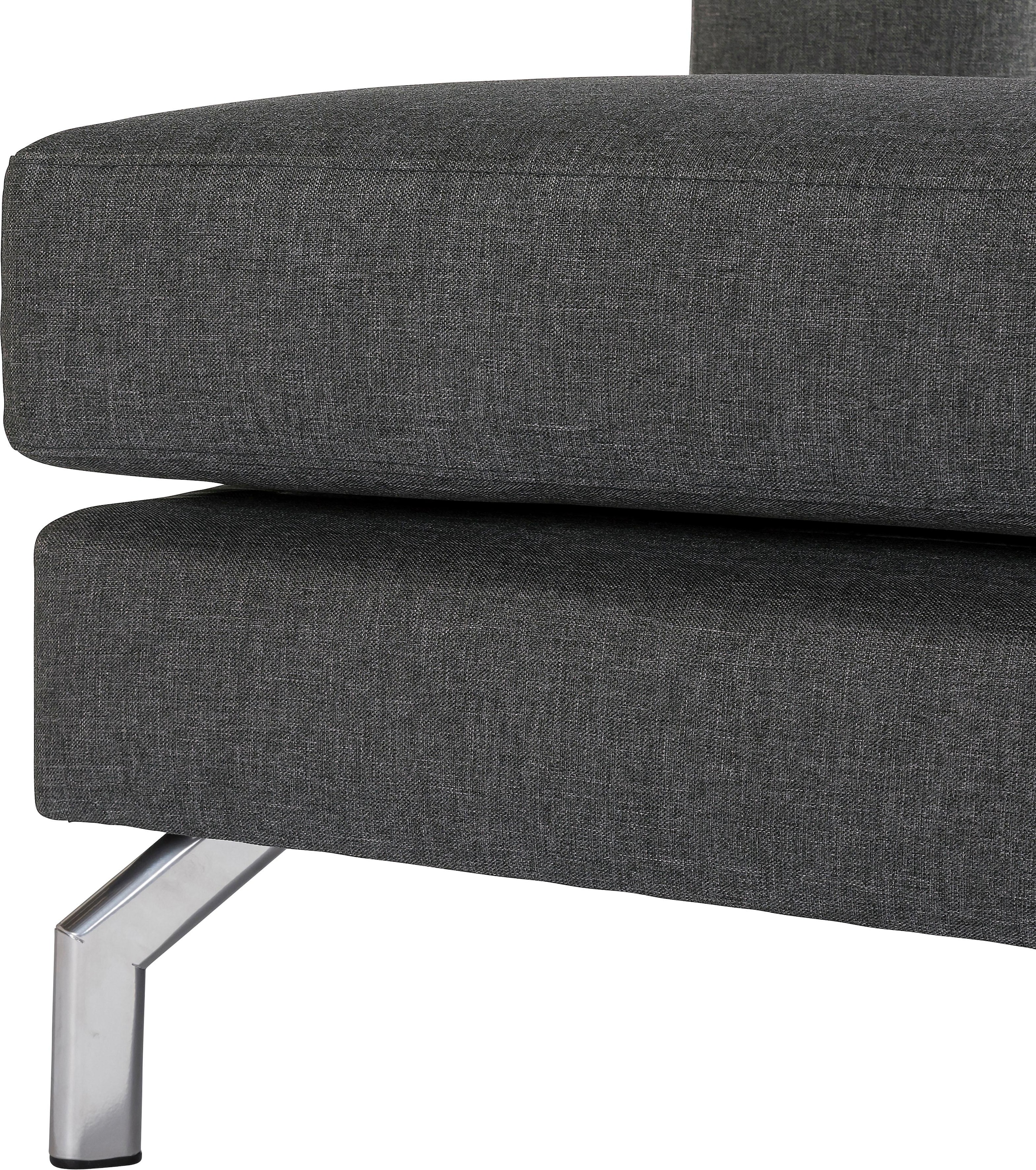 Max Winzer® Ecksofa »Flori Set inkl. Hocker, guter Sitzkomfort, aktuelles Design«, (Spar-Set, Ecksofa und Hocker), elegant mit abgewinkelten Chromfüßen, inklusive Zierkissen