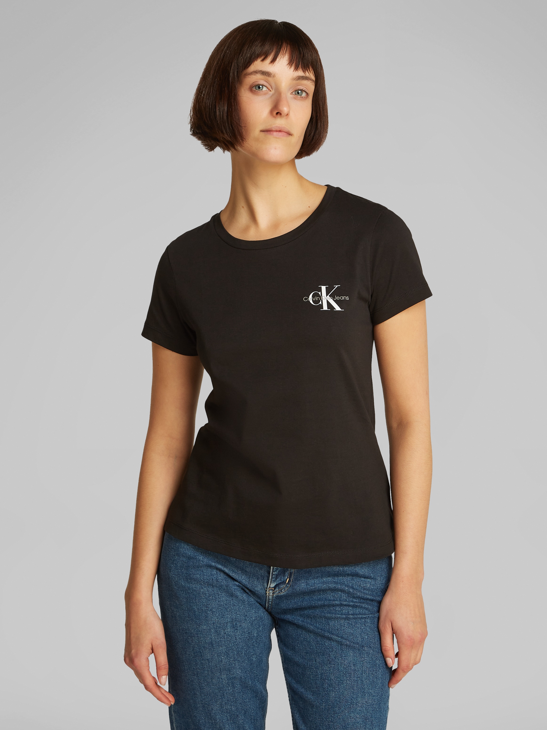 Calvin Klein Jeans Rundhalsshirt »2-PACK MONOLOGO SLIM TEE«, (Packung, 2 tlg., 2er-Pack), mit Calvin Klein Jeans Logoprint auf der Brust