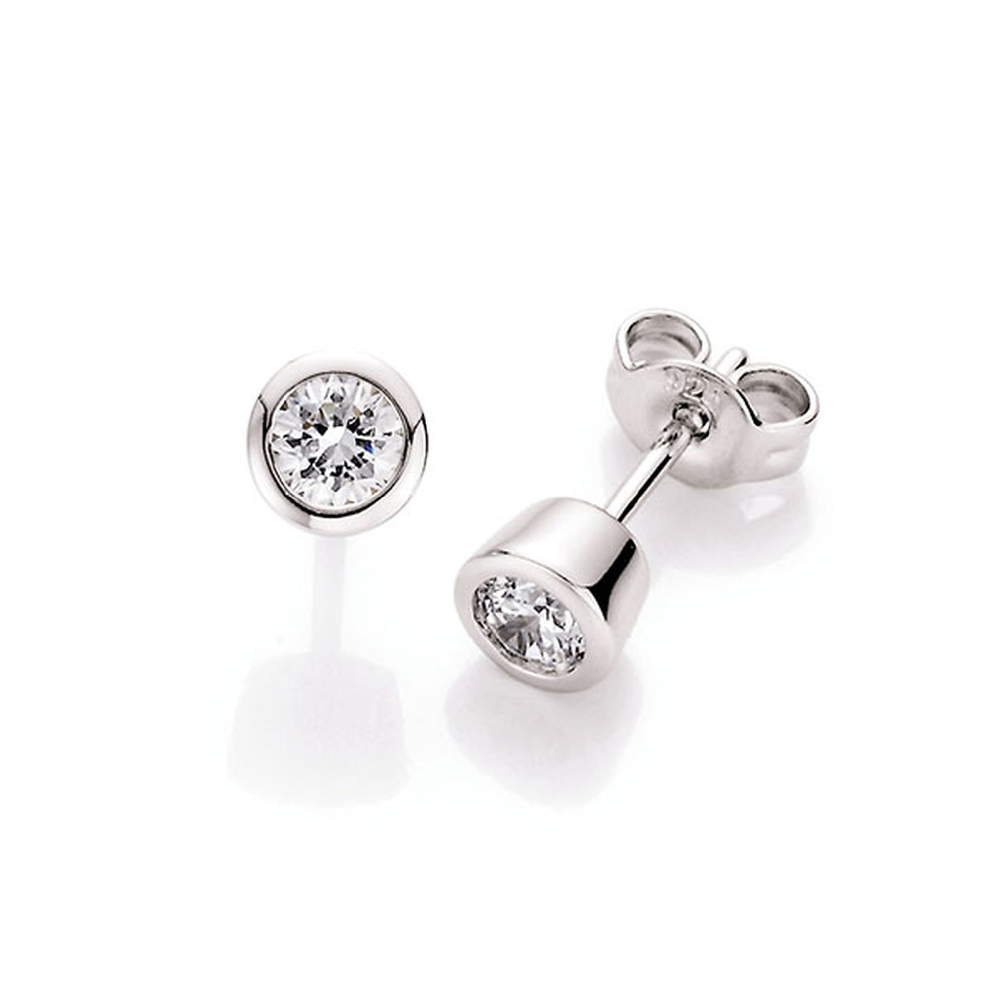 Smart Jewel Paar Ohrstecker »Ohrstecker schlicht, Zirkonia in Zargenfassung, Silber 925«