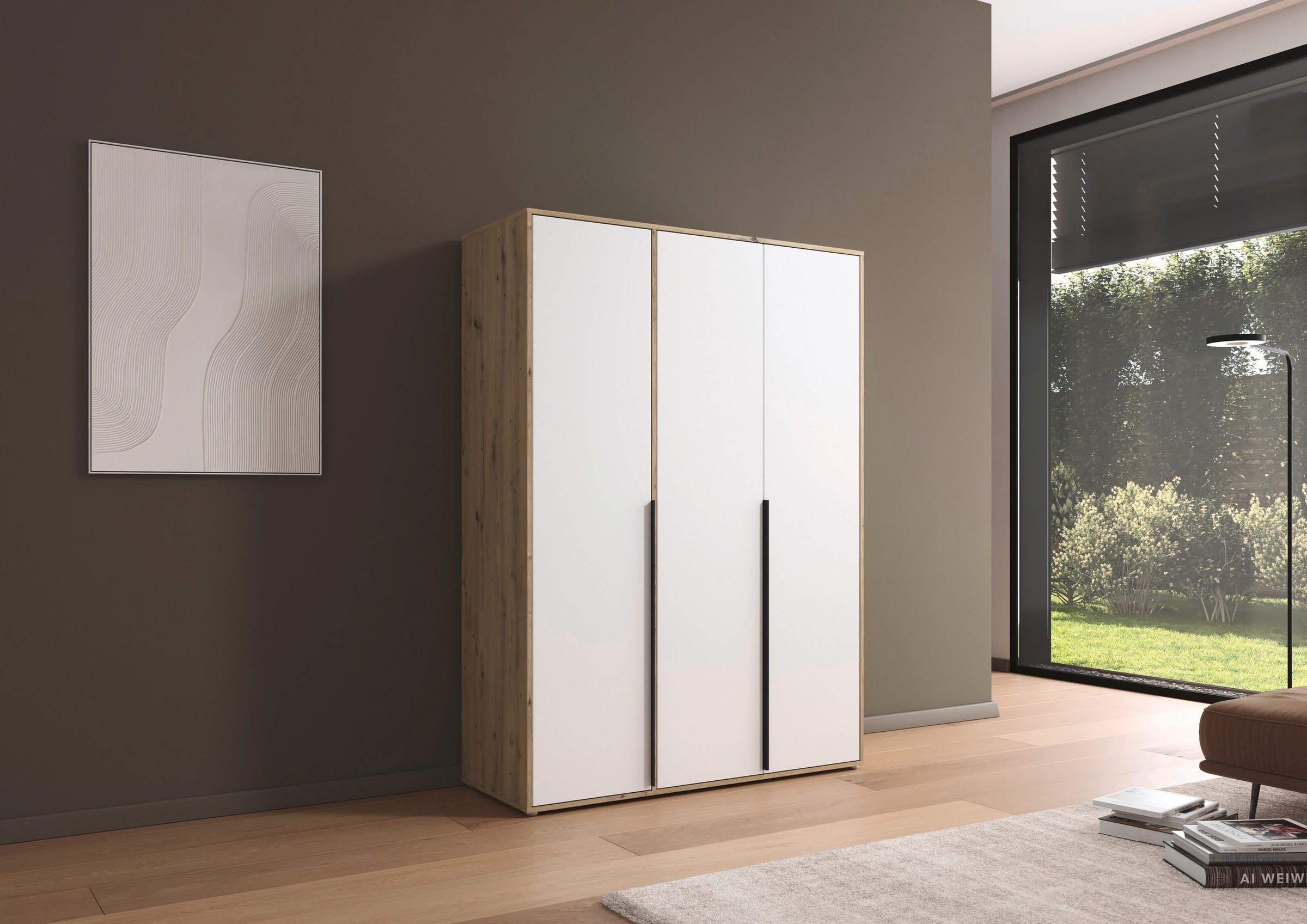 rauch Drehtürenschrank »Kleiderschrank Schrank Garderobe Wäscheschrank NAGATA viel Stauraum« in 3 verschiedenen Ausstattungen BASIC/CLASSIC/PREMIUM,  mit modernen Stangengriffen in Graumetallic TOPSELLER MADE IN GERMANY