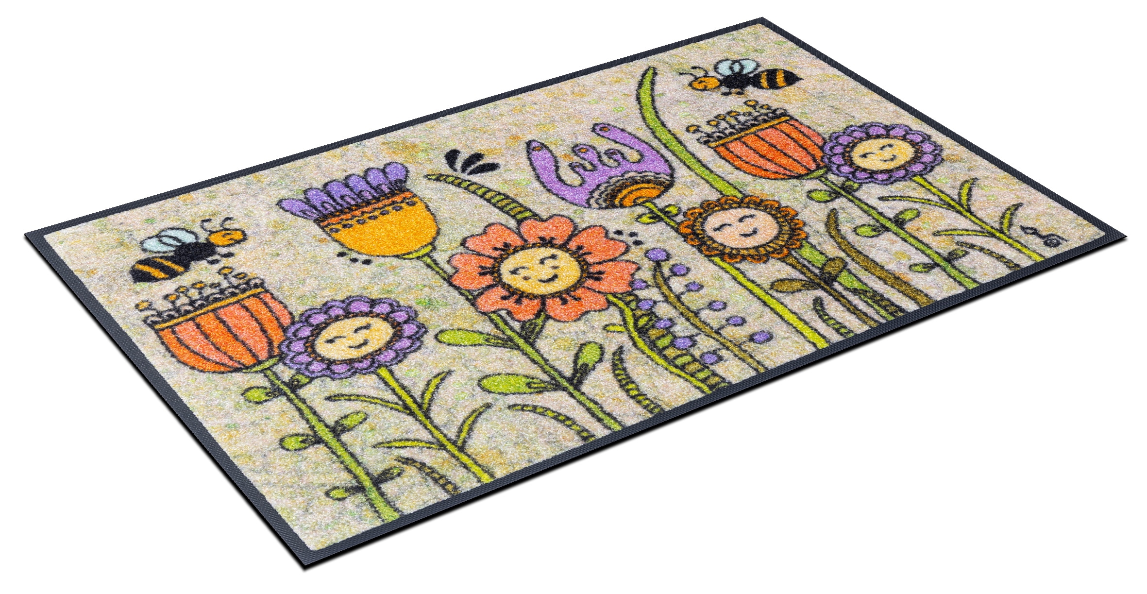 wash+dry by Kleen-Tex Fußmatte »Friendly Flowers« rechteckig 7 mm Höhe