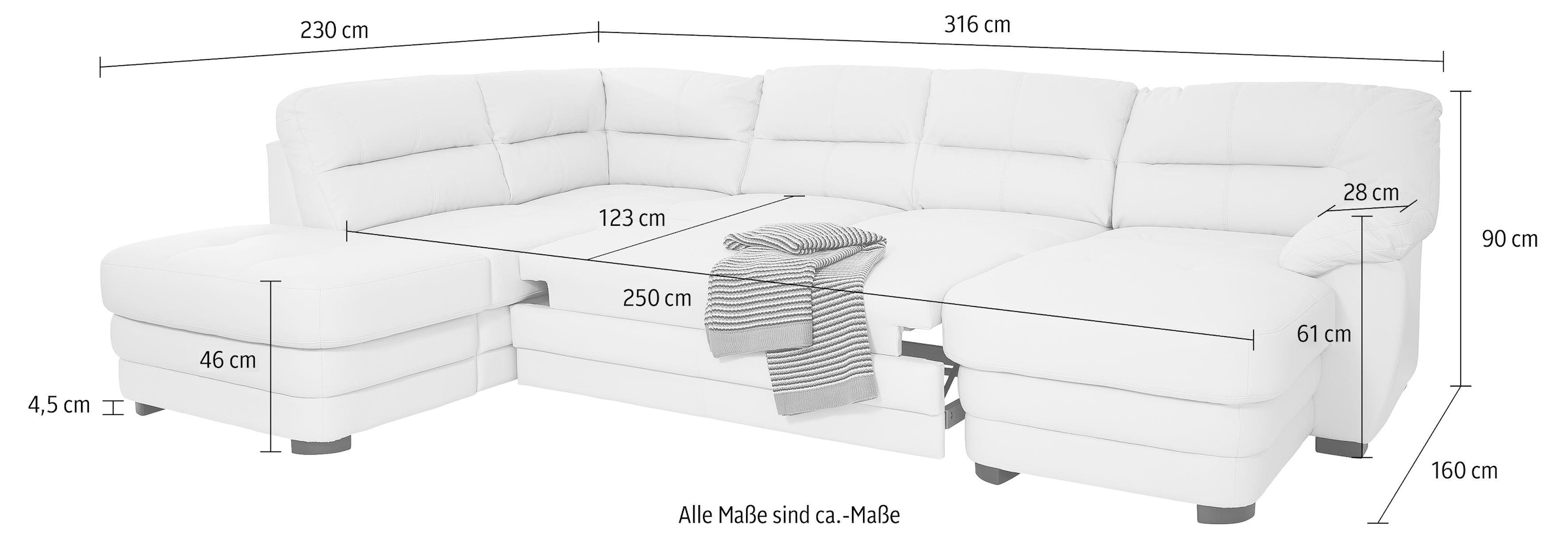 COTTA Polstergarnitur »Royale U-Form«, (Set), Set bestehend aus: Wohnlandschaft & Hocker