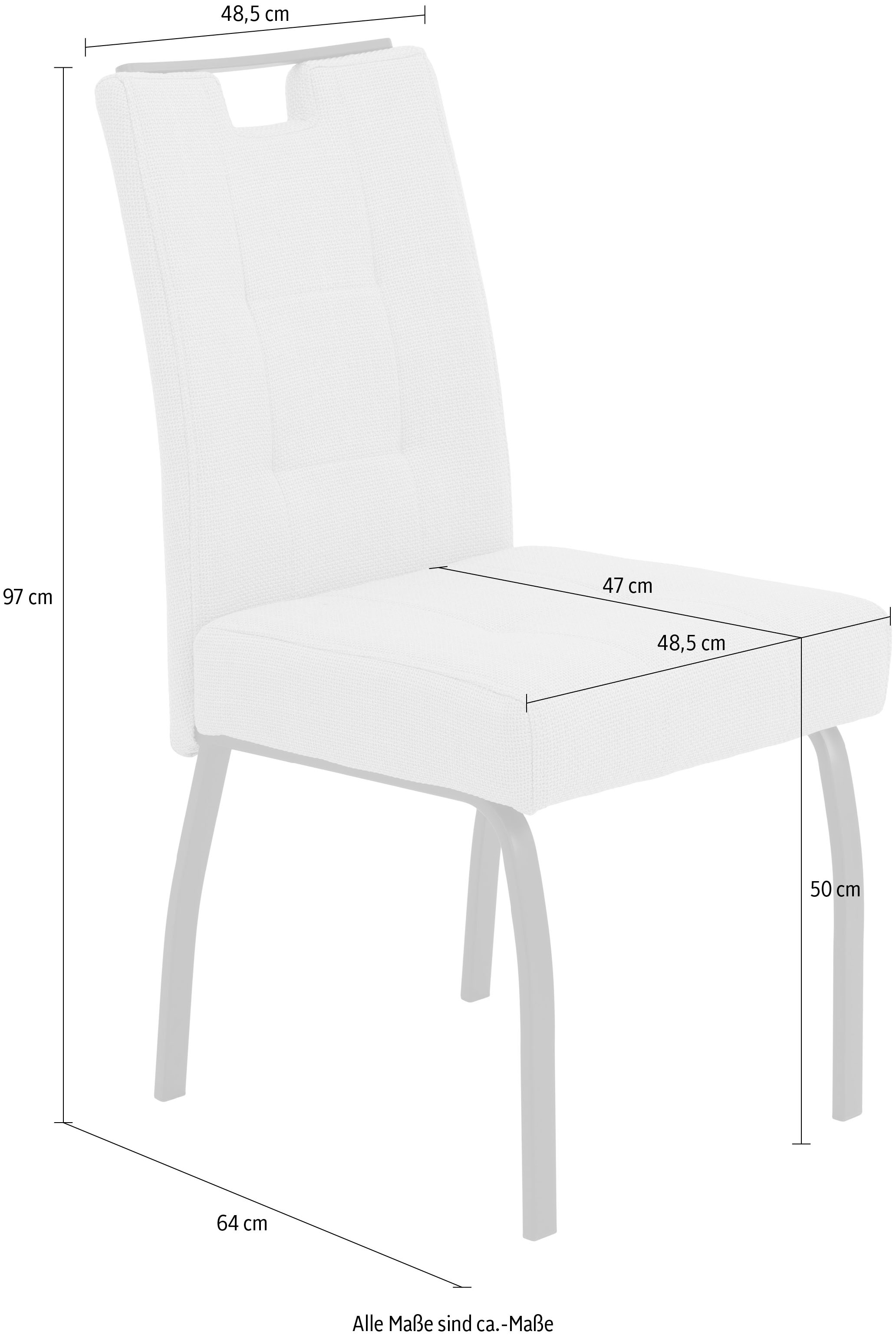 HELA 4-Fußstuhl »LINZ, Esszimmerstuhl, Komfortstuhl«, (Set), 4 St., Microfaser-Webstoff, XL-Sitz,elegante Griffleiste,Komfortsitz mit Federkern,140kg belastbar