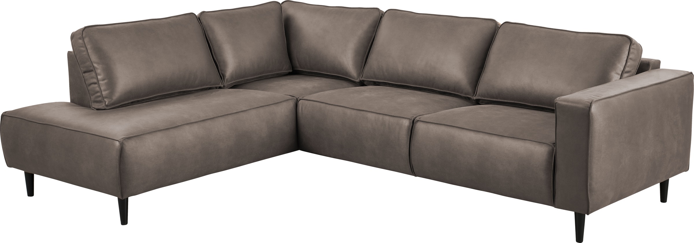 Places of Style Ecksofa »Fumone, Lederoptik oder Soft-Touch Chenille«, Breite 260, mit schwarzen Massivholzfüßen