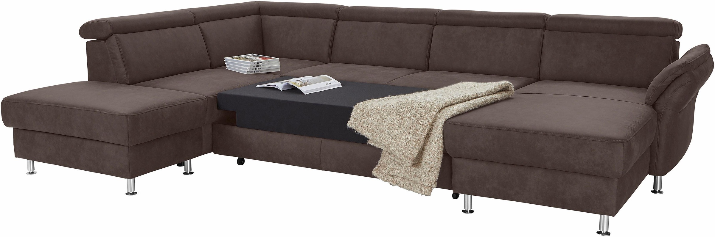 sit&more Wohnlandschaft »Avignon U-Form«, wahlweise mit Bettfunktion und Stauraum, inklusive Kopfteilverstellung