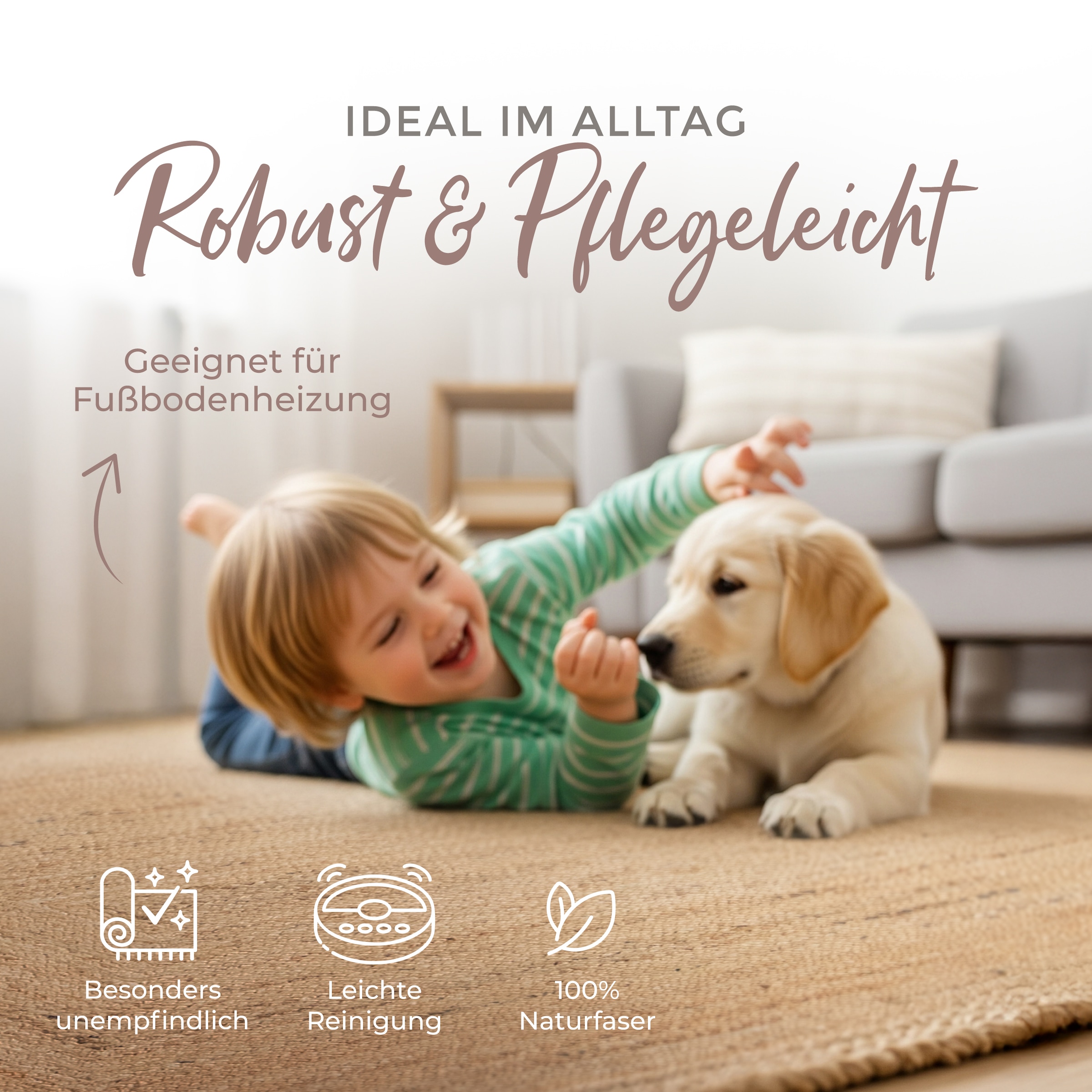 carpetfine Teppich »Nele Juteteppich Naturfaser«, rechteckig, 6 mm Höhe, geflochtener Wendeteppich aus 100% Jute, quadratisch und als Läufer