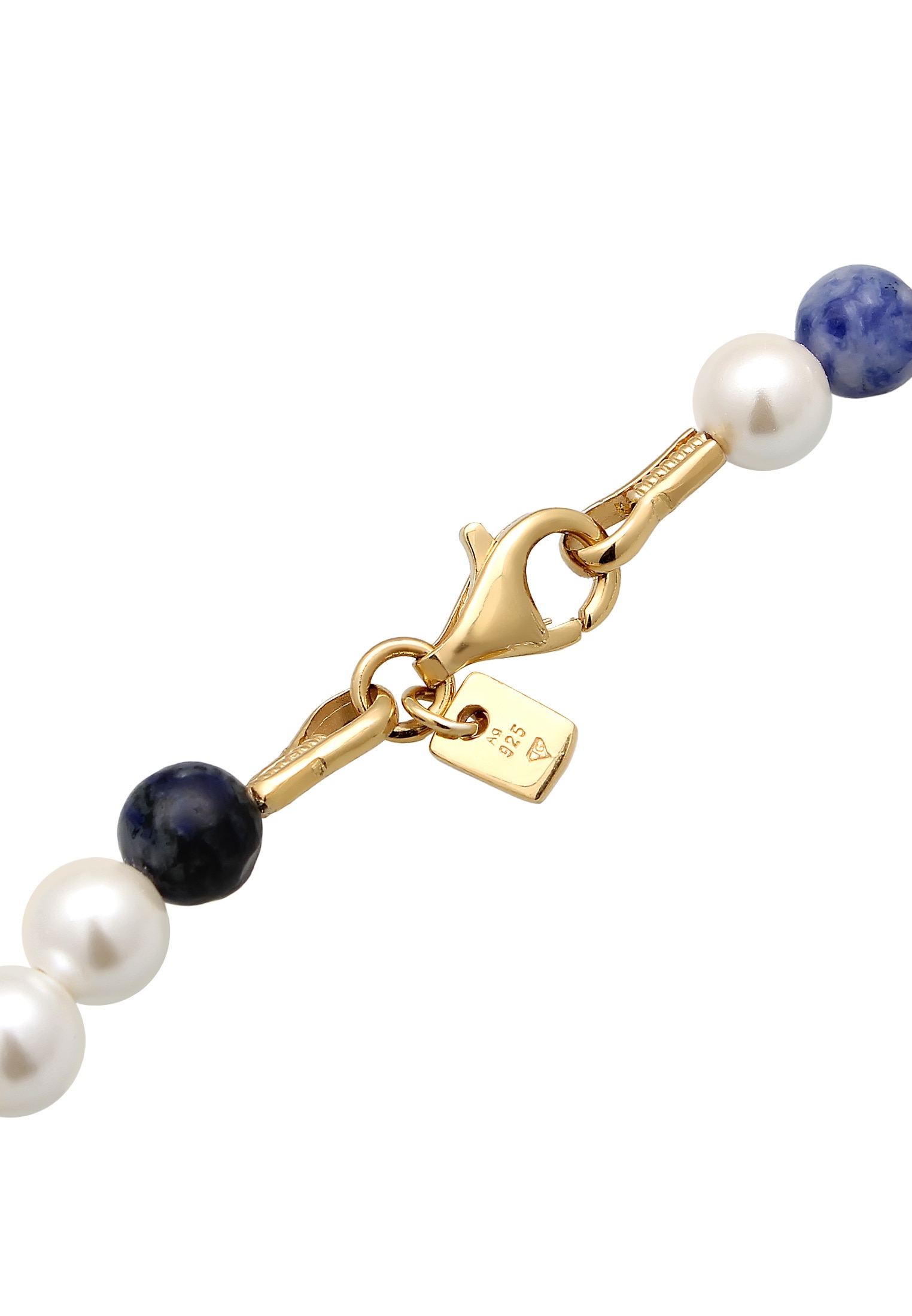 Kuzzoi Silberkette »Halskette Muschelkernperlen Achat Blau 925 Silber«