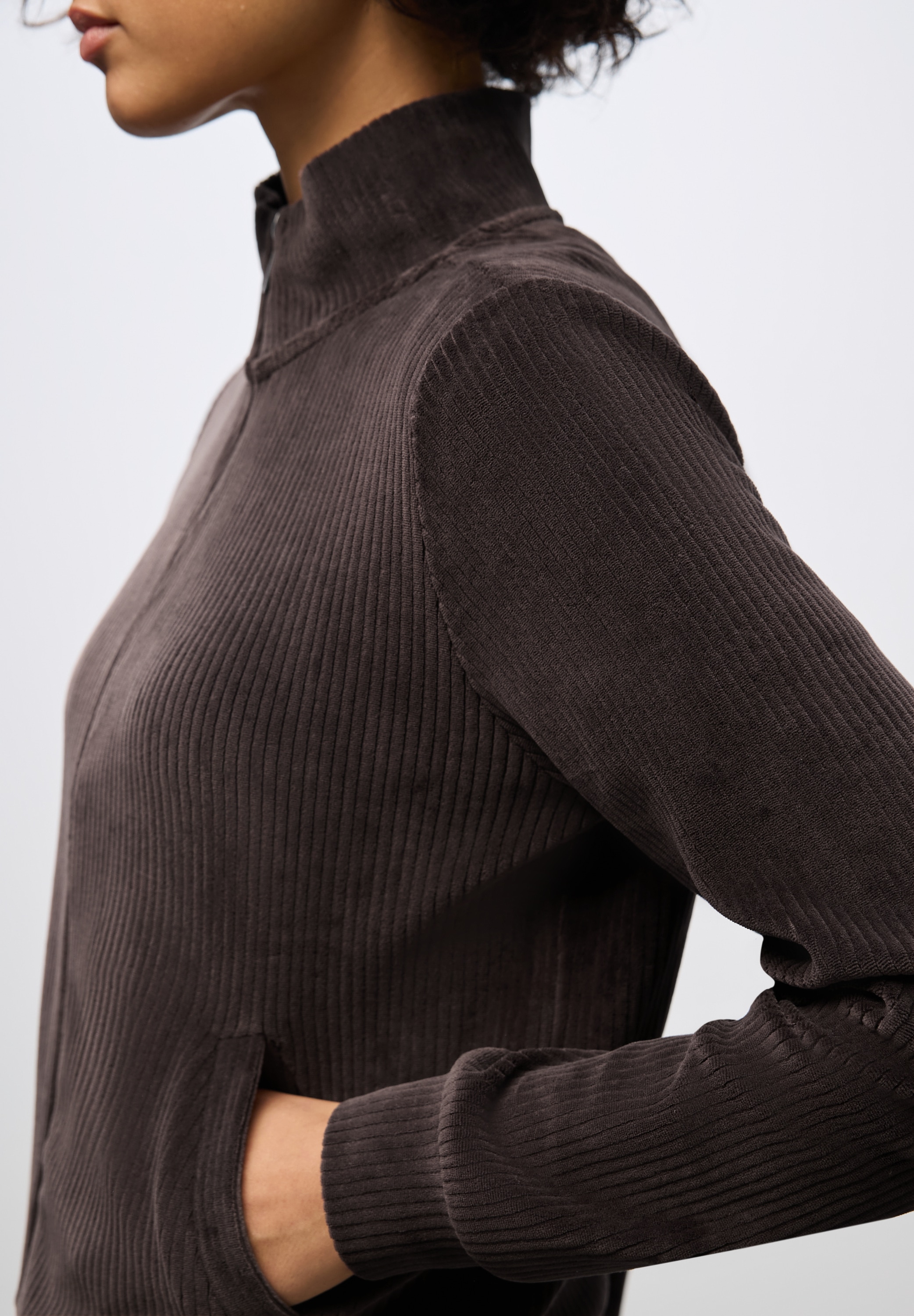 STREET ONE Sweatjacke, Cord, mit elastischem Saum und Reißverschluss