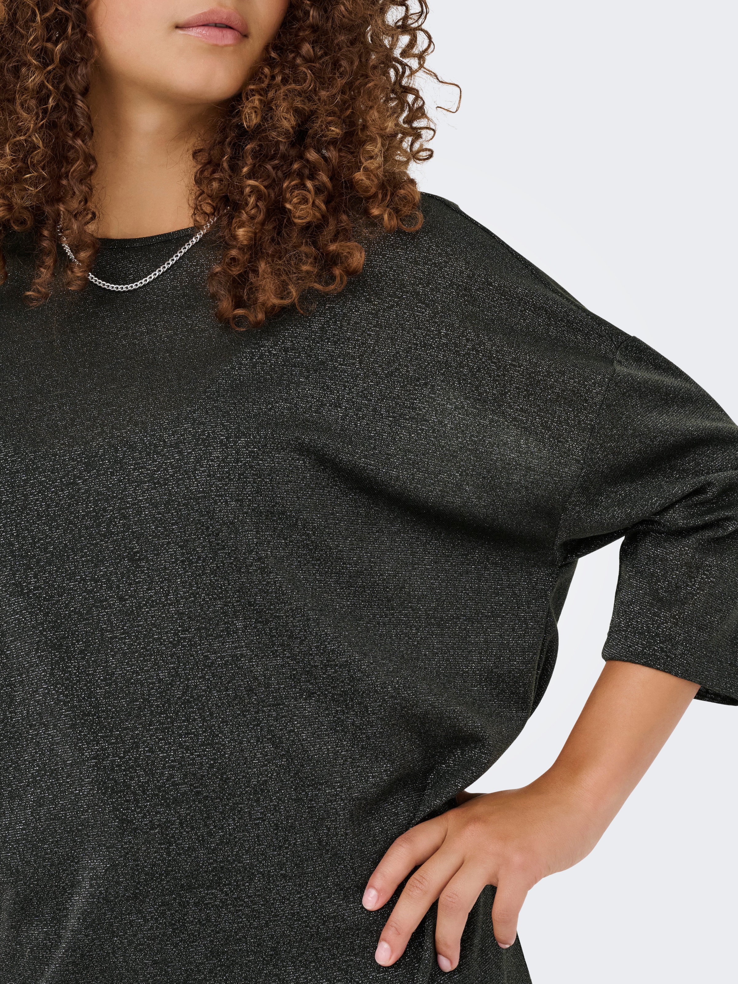 ONLY 3/4-Arm-Shirt »ONLSILVERY GLAMOUR LUREX 3/4 TOP JRS« mit Glitzer-Effekt