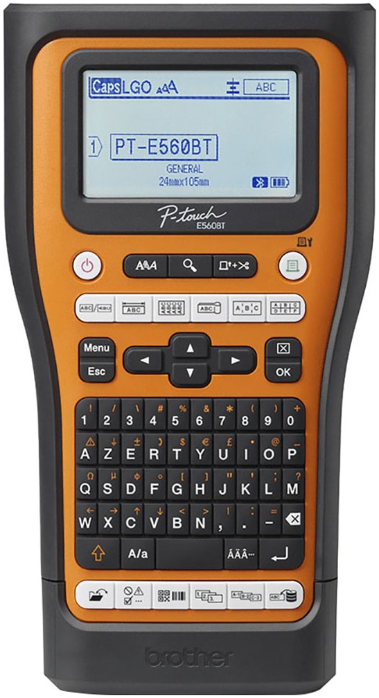 Brother Etikettendrucker »P-Touch PT-E560BTVP Industrielles Beschriftungsgerät mit Bluetooth« inkl. Li-Ion Akku und Transportkoffer