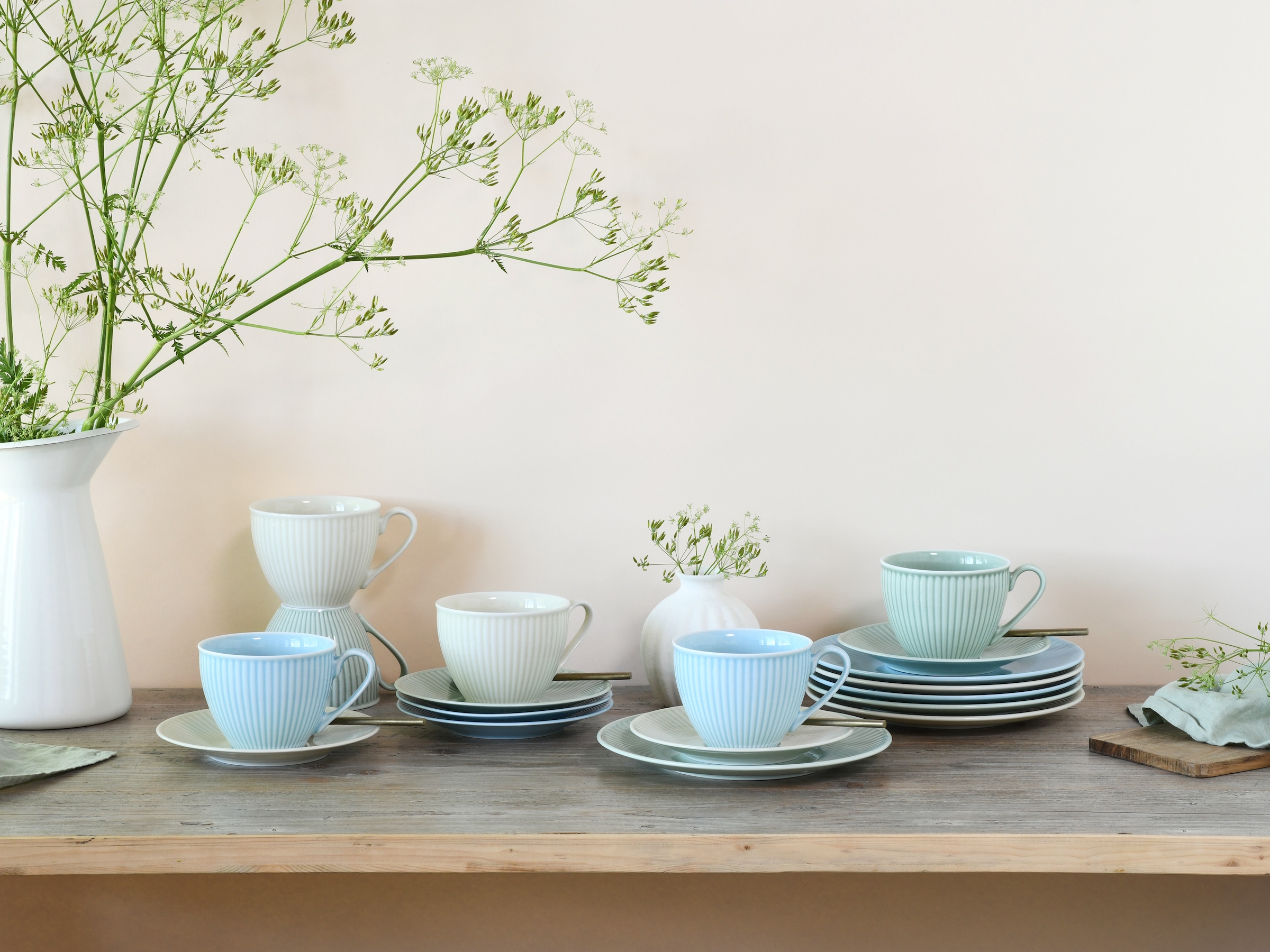 CreaTable Kaffeeservice »Valencia Pastell, Kaffee-Service 18-tlg« Elegant, Boho Chic