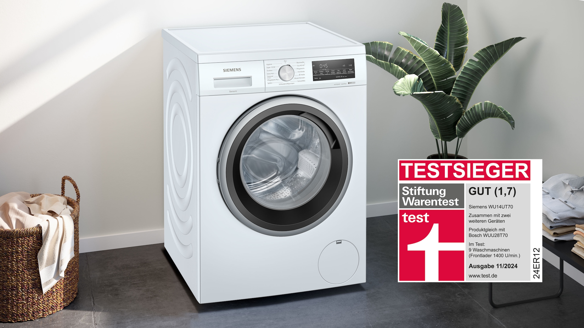 SIEMENS Waschmaschine iQ500 »WU14UT70«, 8 kg, 1400 U/min, unterbaufähig
