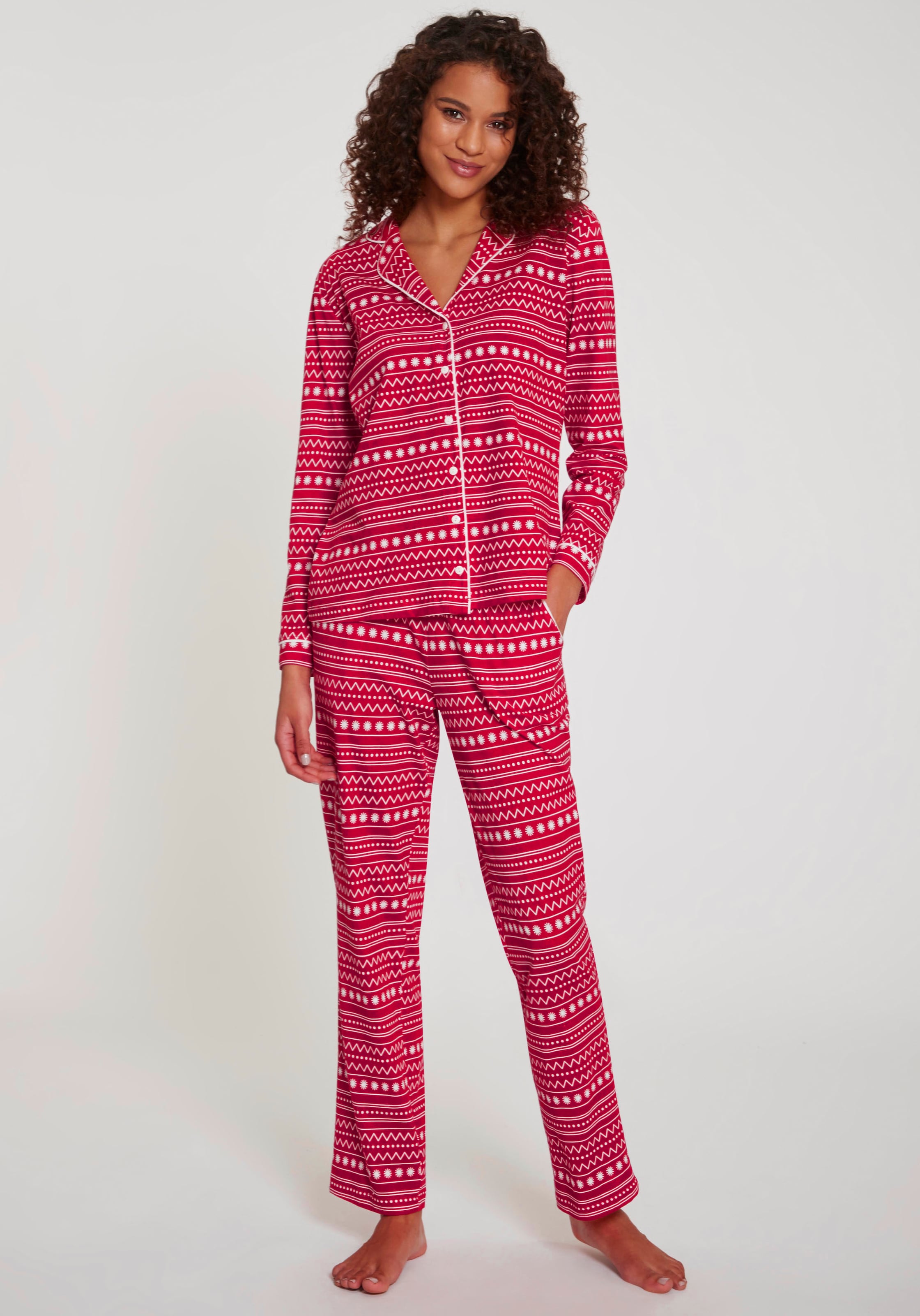 Pyjama, (Set, 2 tlg.), mit Alloverprint