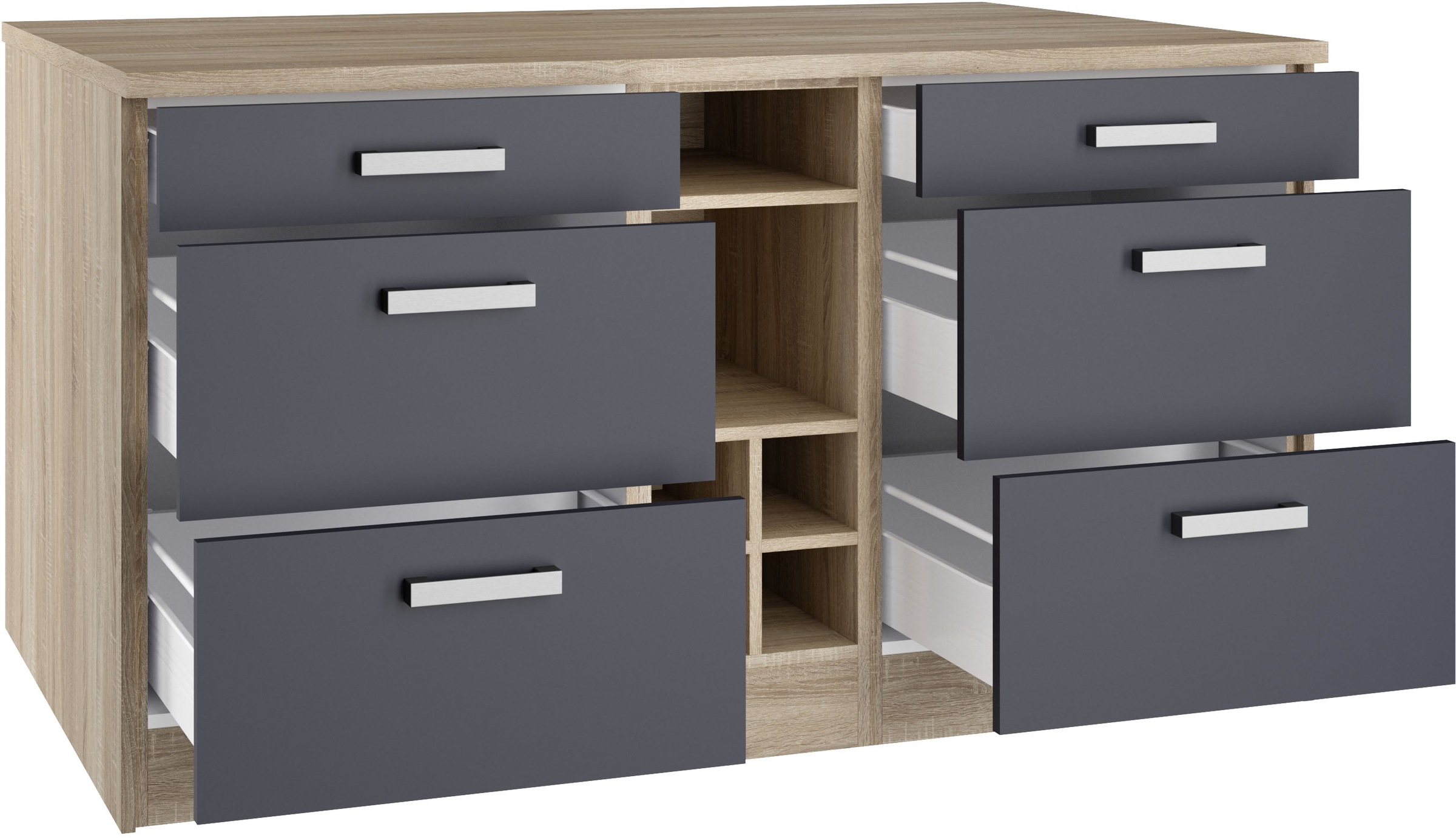 KOCHSTATION Kücheninsel »KS-Toronto«, Breite 153 cm, MDF-Fronten, Flaschenregal