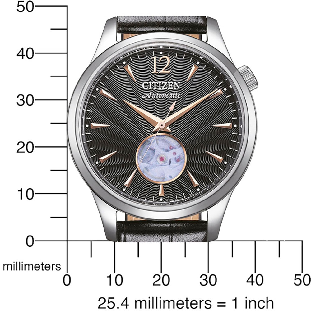 Citizen Automatikuhr, Armbanduhr, Herrenuhr, Damenuhr, offene Unruh, Lederarmband