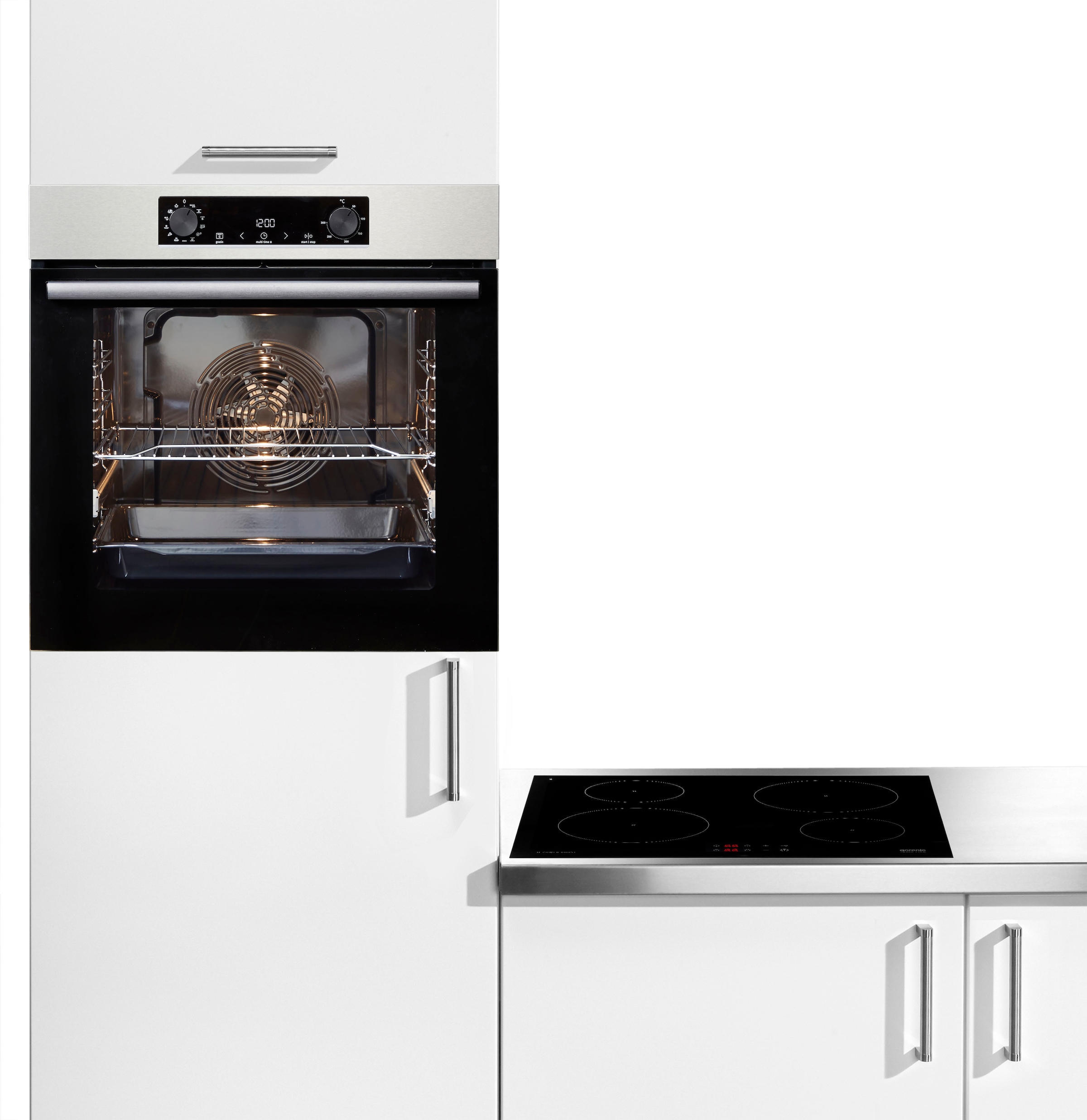 GORENJE Backofen-Set »Pacific Backofen-Set Basic Induktion 2021«, Pacific Backofen-Set Basic Induktion 2021, mit 1-fach-Teleskopauszug, Aqua Clean, (Set, 2 St.), AirFry Backofen & Induktionskochfeld