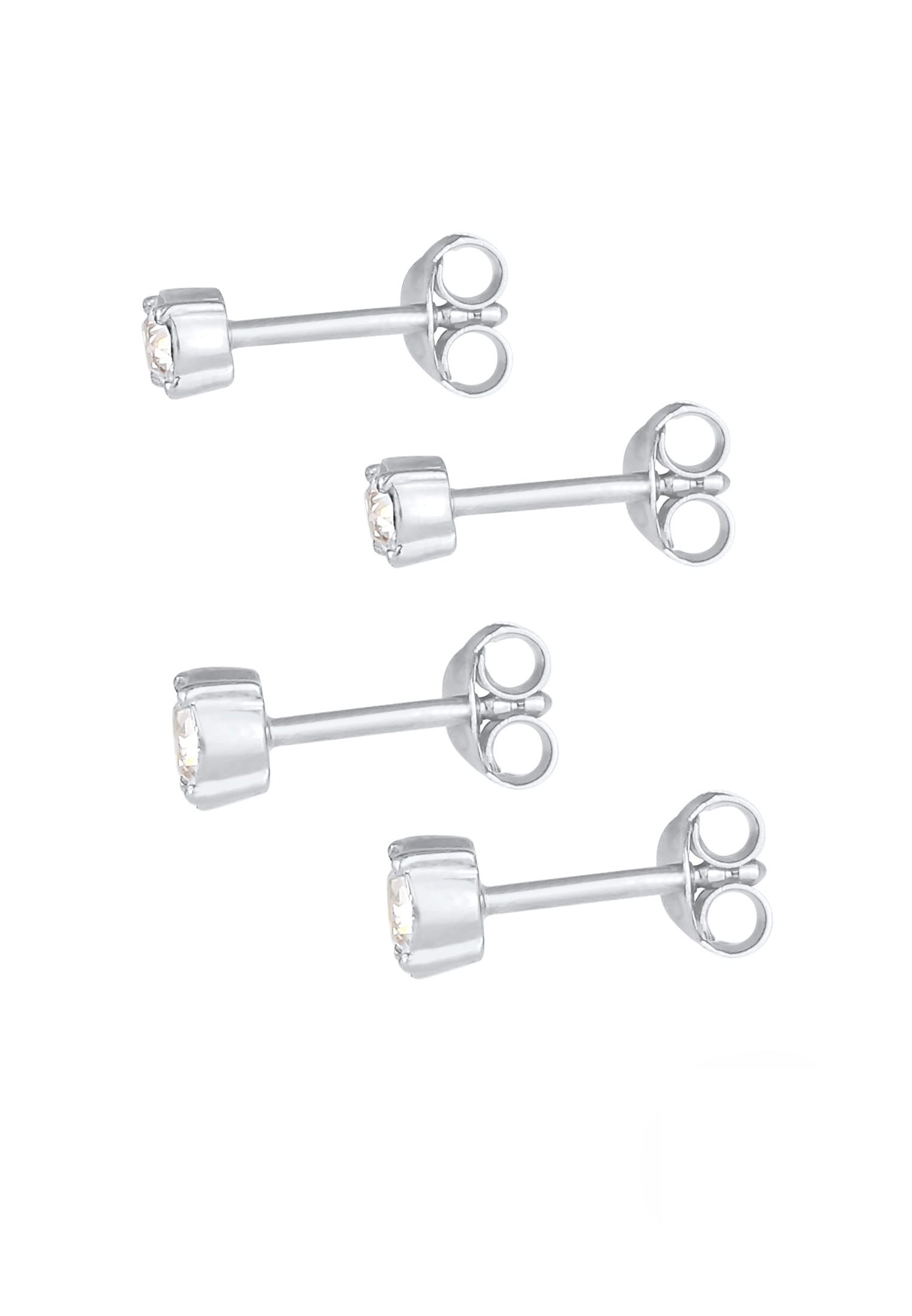 Elli Ohrstecker-Set »Ohrringe Paar Ohrstecker Rund Kristalle (4 tlg) 925 Sterling Silber«