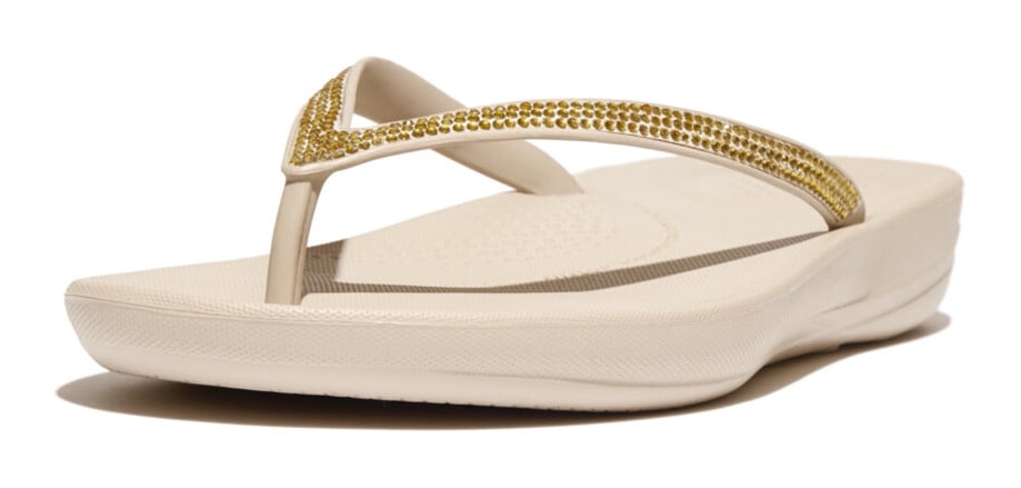Fitflop Zehentrenner »iQUSHION SPARKLE - CLASSIC«, Keilabsatz, Sommerschuh, Schlappen mit funkelnden Glitzerbesatz