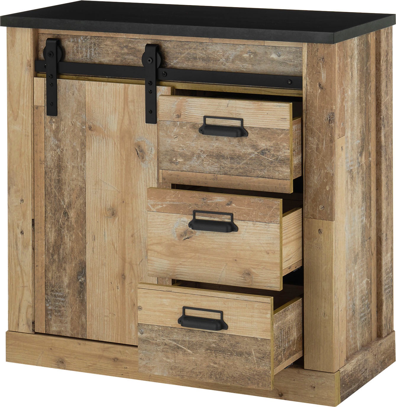 Home affaire Garderoben-Set »SHERWOOD«, (3 St.), mit Scheunentorbeschlag, Apothekergriffe aus Metall