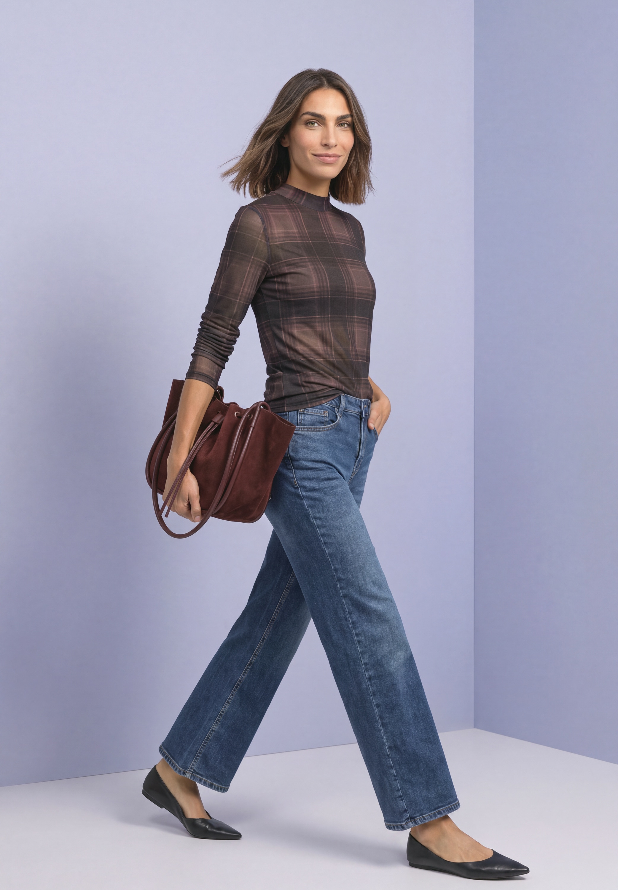 STREET ONE Langarmshirt Mesh-Shirt mit Rundhals und Prints