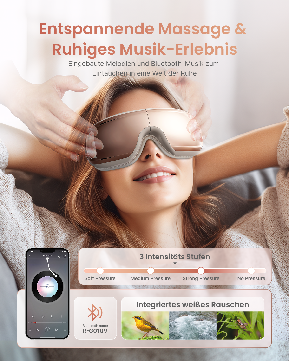 Renpho Gesichtsmassagegerät »Renpho Eyeris 3 Eye massager G010V« Sprachgesteuertes Pflegeerlebnis mit Wärme, Kühlung und Akupressur