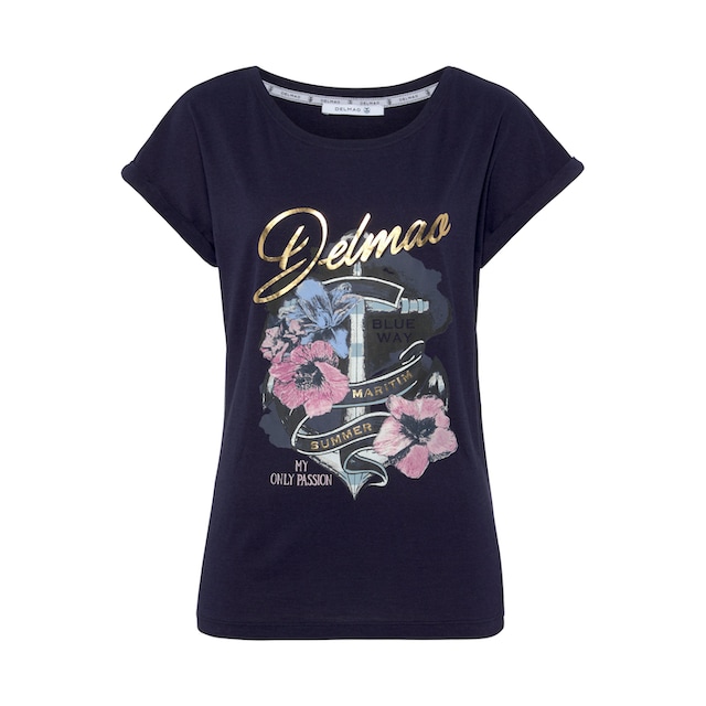 DELMAO Print-Shirt, mit geblümten Anker-Logodruck - NEUE MARKE! bei ♕