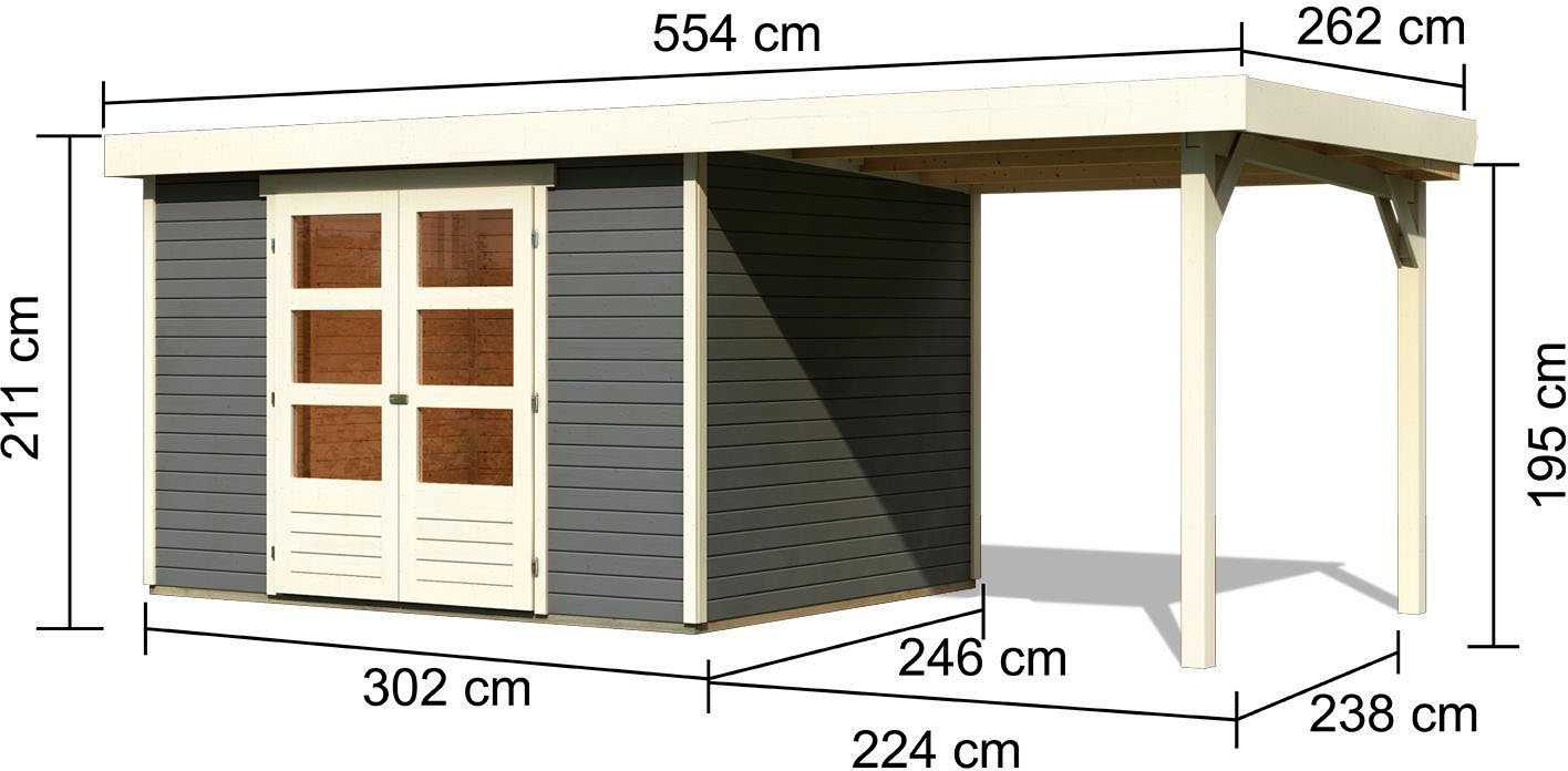 Karibu Gartenhaus »Askola 5«, mit Anbaudach