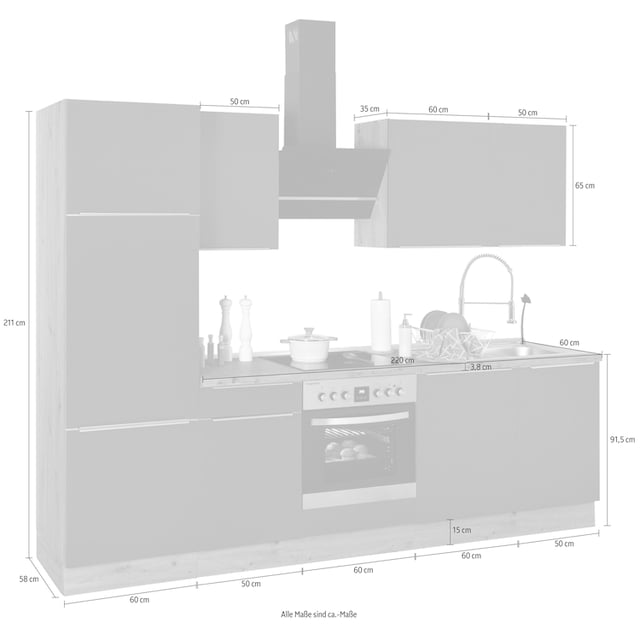 RESPEKTA Küchenzeile »Safado aus der Serie Marleen«, hochwertige Ausstattung  wie Soft Close Funktion, Breite 280 cm bequem bestellen