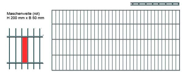 Peddy Shield Doppelstabmattenzaun 103 cm hoch, 10 Matten für 20 m Zaun, ohne Pfosten