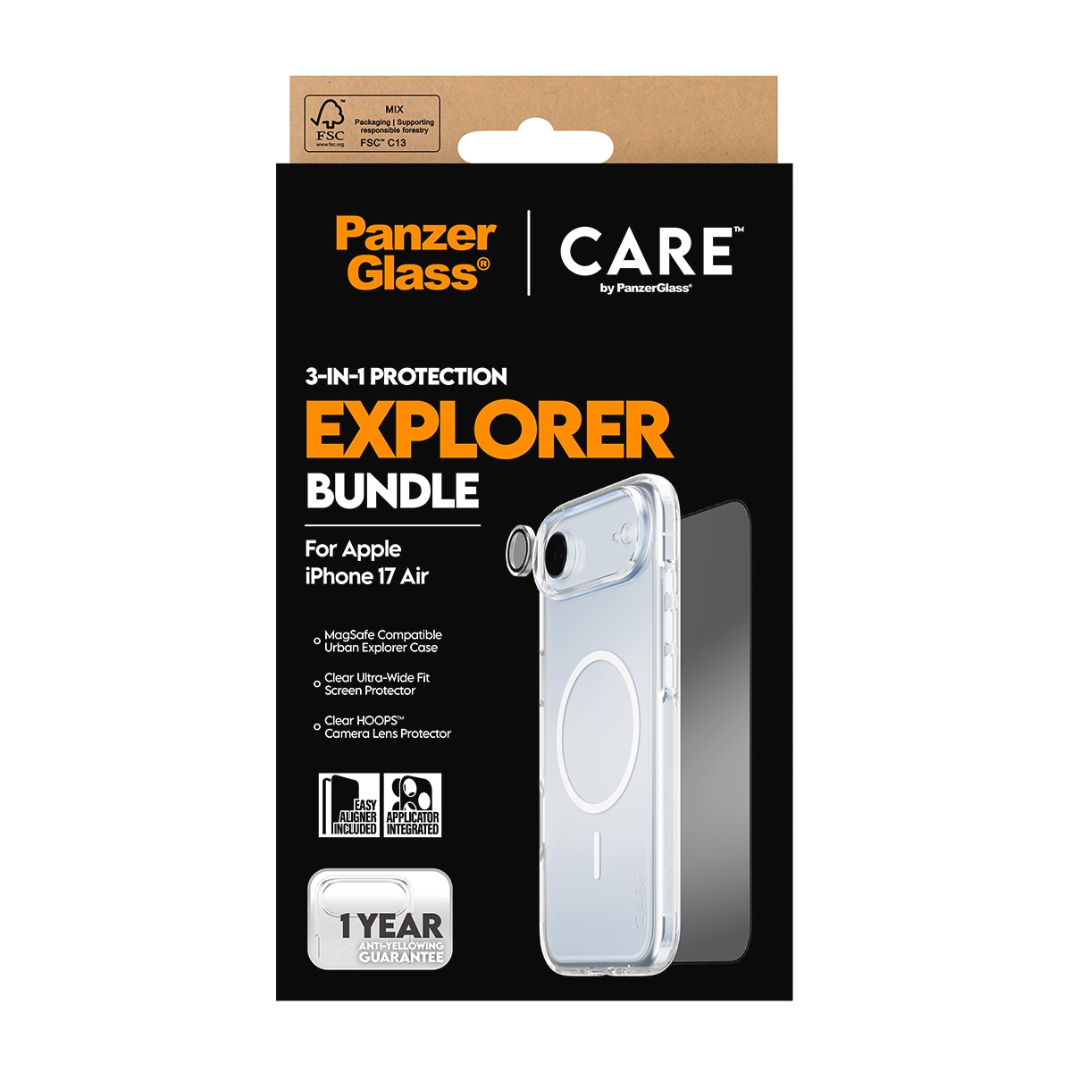 CARE by PanzerGlass Handyhülle »3-in-1 Flagship Explorer Bundle Apple iPhone 17 Air« Apple iPhone 17 Air Backcover, Schutzhülle, Handyschutzhülle, Case, Schutzcase, stoßfest