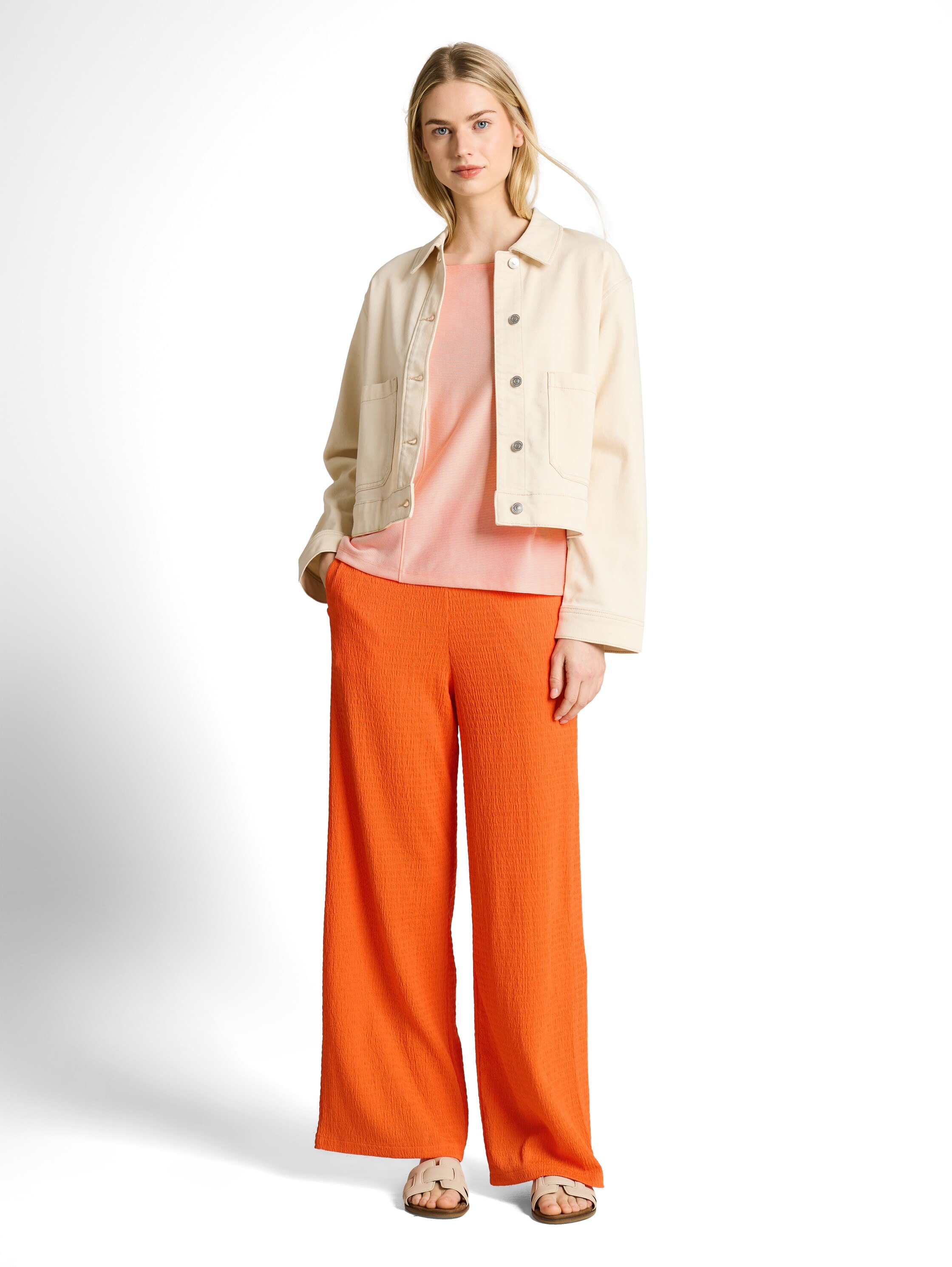 TOM TAILOR Denim Rundhalsshirt Ärmellos im Streifen-Look