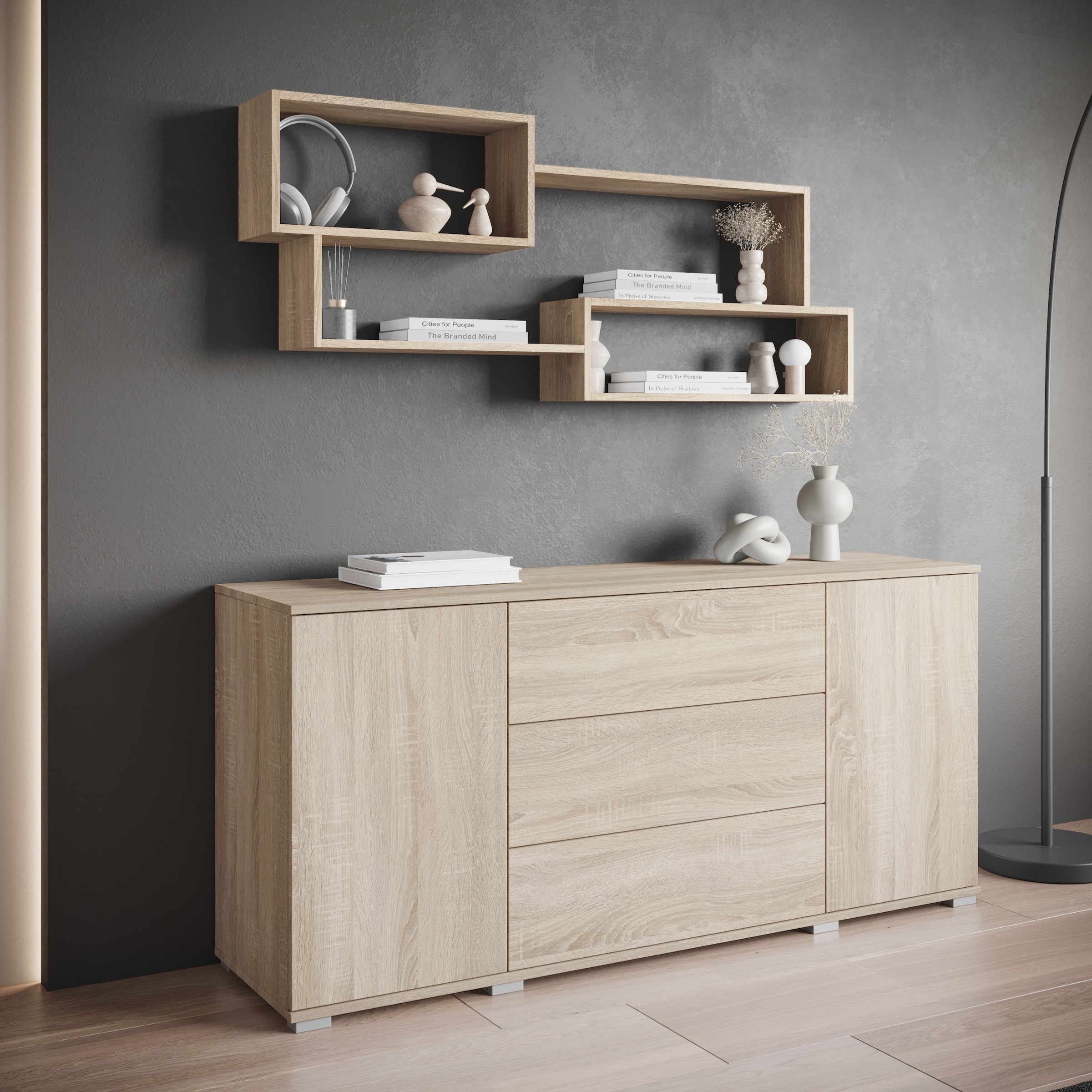 INOSIGN Wandboard »Wandregal Trio«, (1 St.), Ideal als Bücherregal, Dekoregal oder Ablage im Büro