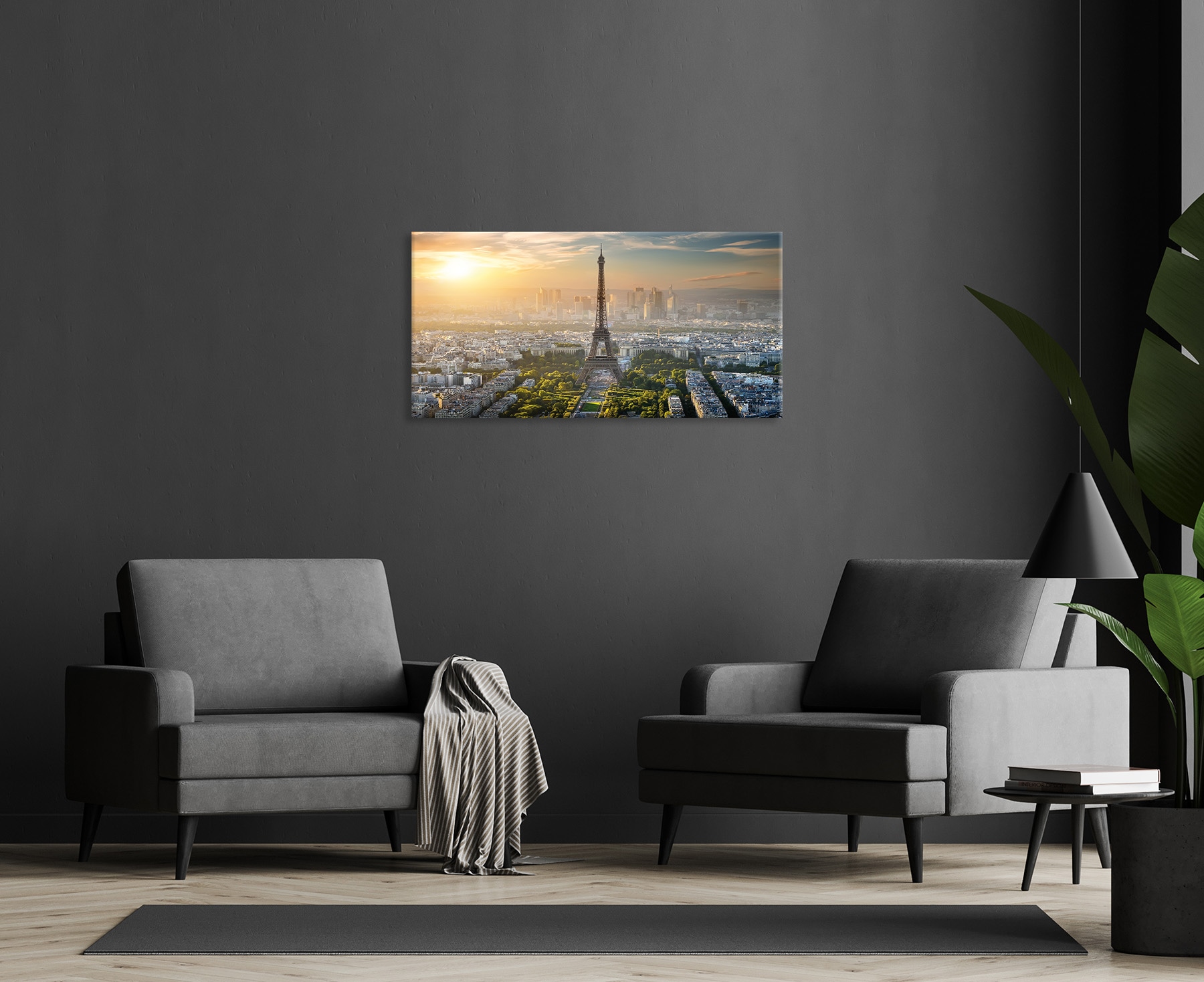 Bönninghoff Leinwandbild »Wandbild EIFFELTURM PARIS 50x100 cm – Leinwandbild Keilrahmen Deko« Frankreich | Paris | Sonnenuntergang | Stadt 1 Stk. tlg. auf Keilrahmen gespannt