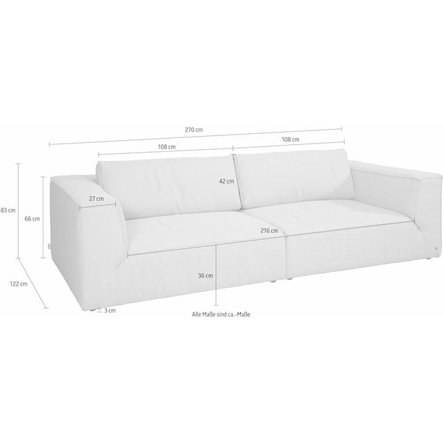 TOM TAILOR HOME Big-Sofa »BIG CUBE STYLE«, mit bequemen Stegkissen, extra  große Sitztiefe, Breite 270 cm bequem bestellen
