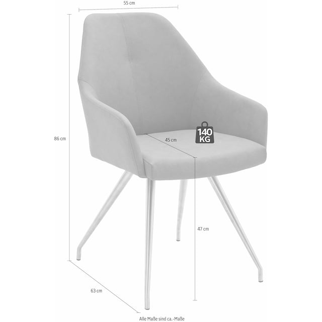 [Originalprodukt aus Übersee] MCA furniture belastbar St., »Madita 2 4-Fußstuhl Kunstleder, (Set), bis Raten auf bestellen A-Oval«, 140 Kg Stuhl