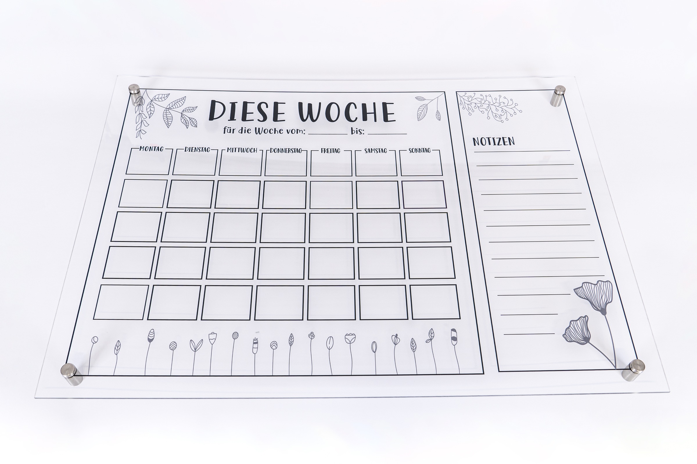 queence Wanddekoobjekt »Flower«, (1 St.), Familienkalender, Wochen - Wandkalender, Acrylglas, zum beschriften