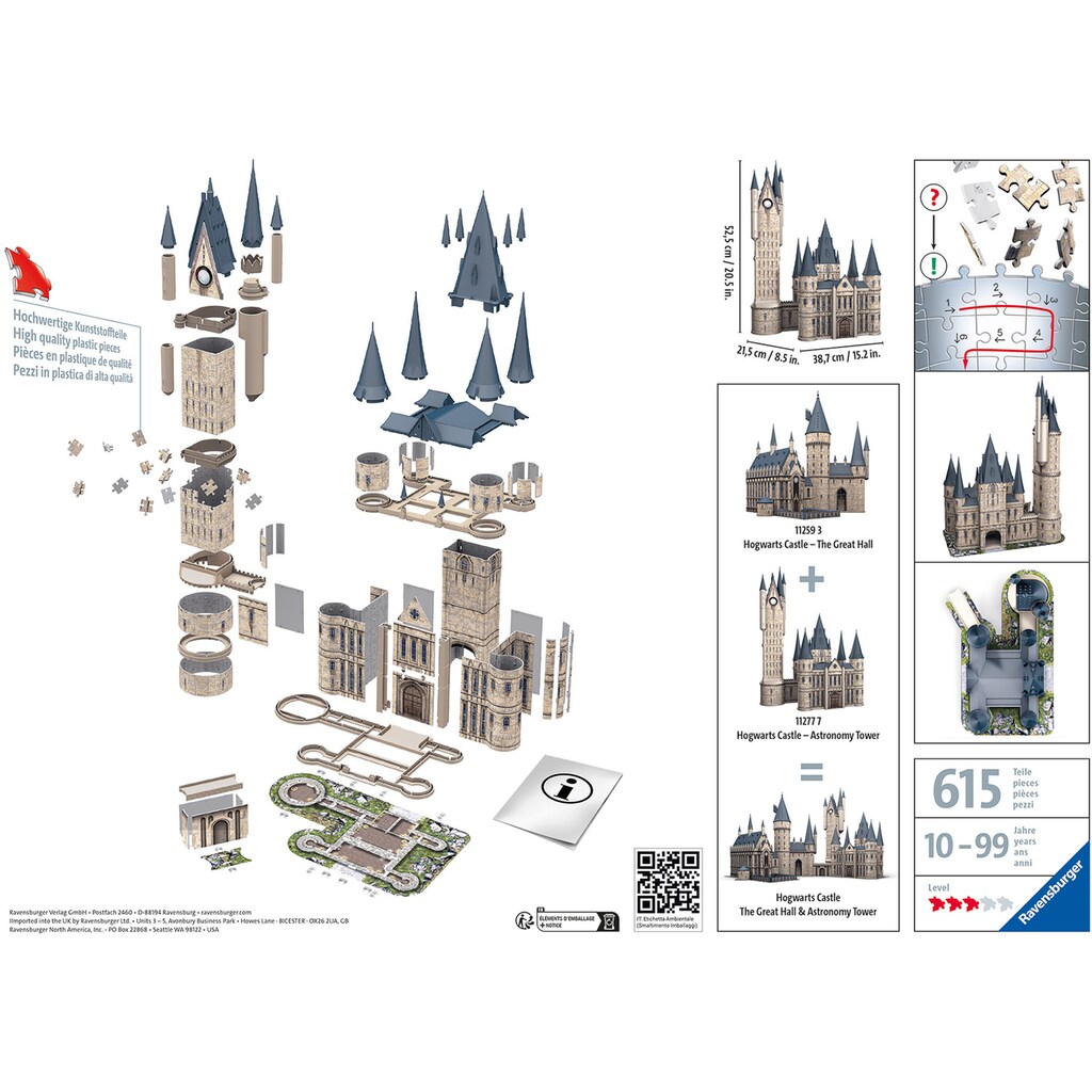 Ravensburger 3D-Puzzle »Harry Potter Hogwarts Schloss - Astronomieturm«, (615 tlg.), Made in Europe, FSC® - schützt Wald - weltweit