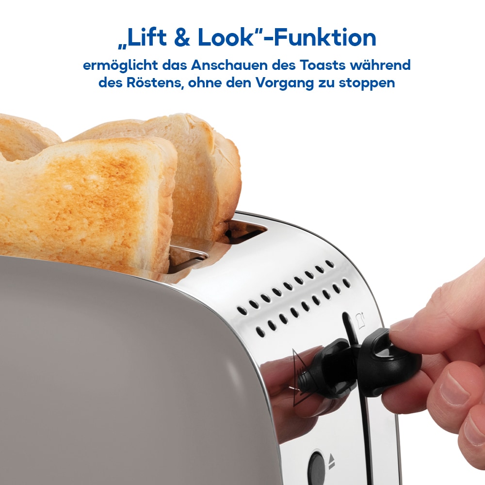 RUSSELL HOBBS Toaster »Colours Plus+ Mocha 26931-56« 1100 W 2 extra breite Toastschlitze, inkl. Brötchenaufsatz, 6 Bräunungsstufen