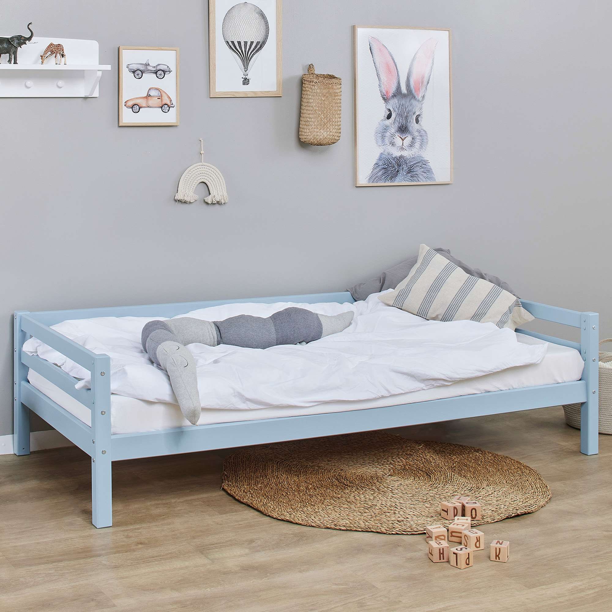 Hoppekids Daybett »Kinderbett ECO Dream, Einzelbett, Juniorbett 90x200«, (Bett), Weiß, Grün, Blau, Rosa, Grau